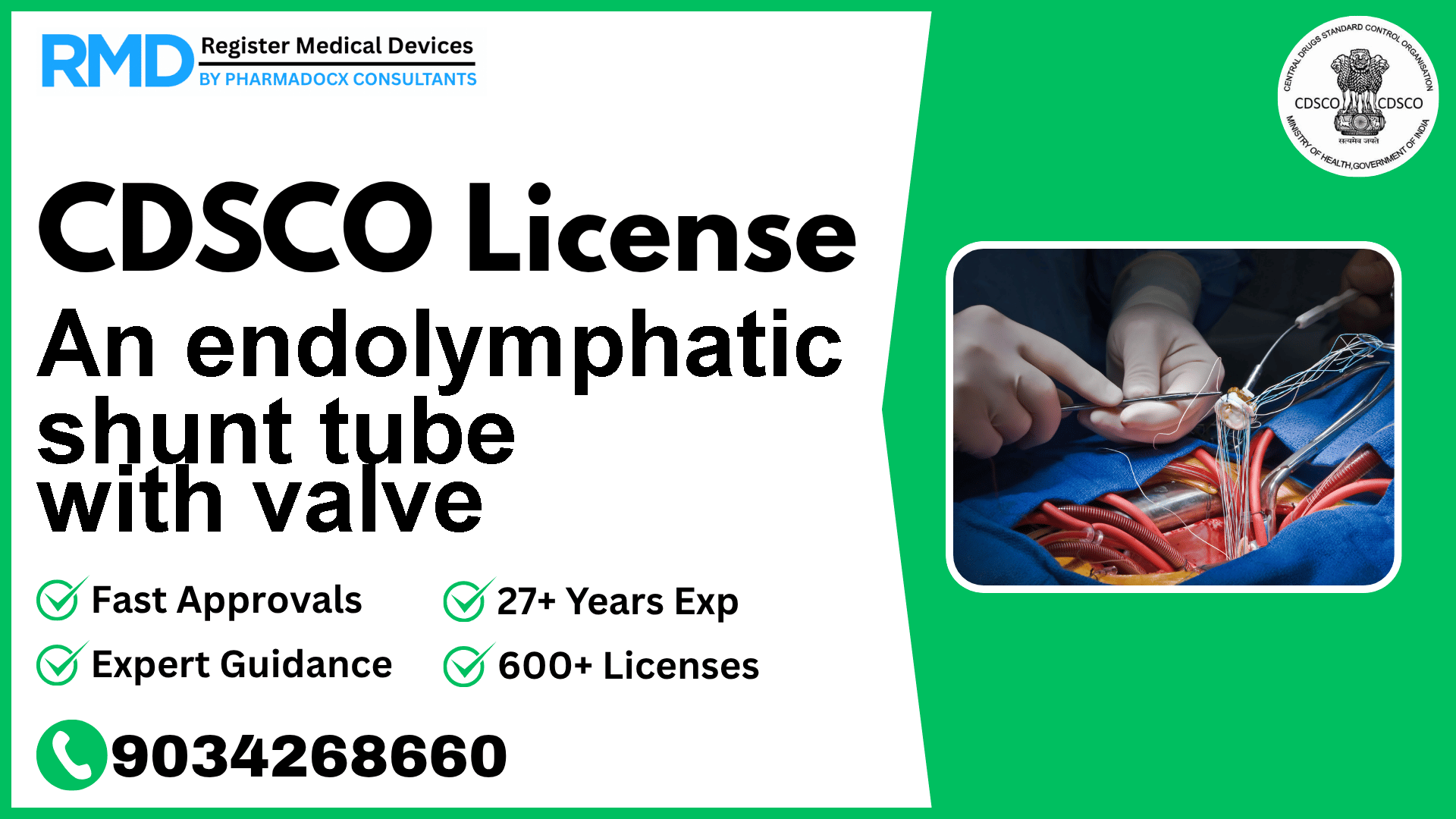 CDSCO License for An endolymphatic shunt tube with valve