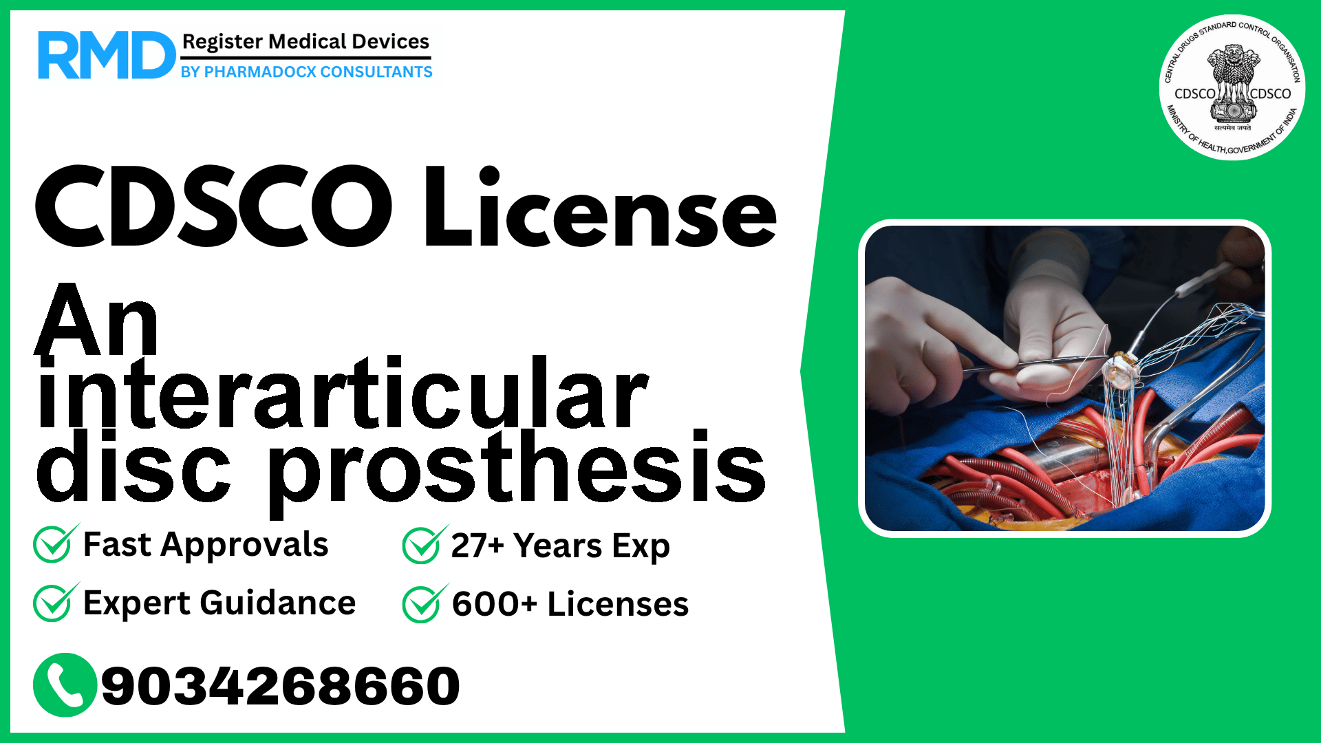 CDSCO License for An interarticular disc prosthesis