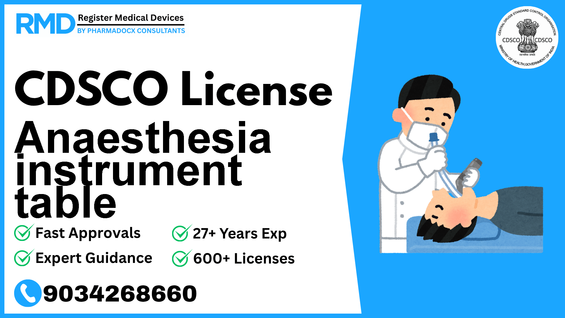 CDSCO License for Anaesthesia instrument table