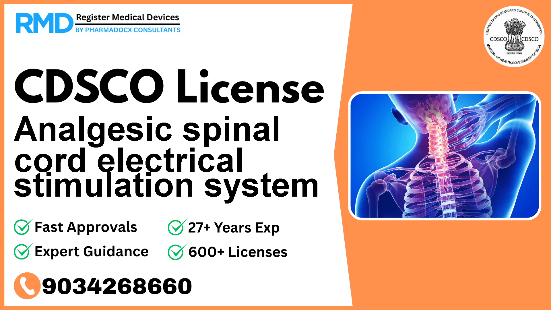 CDSCO License for Analgesic spinal cord electrical stimulation system