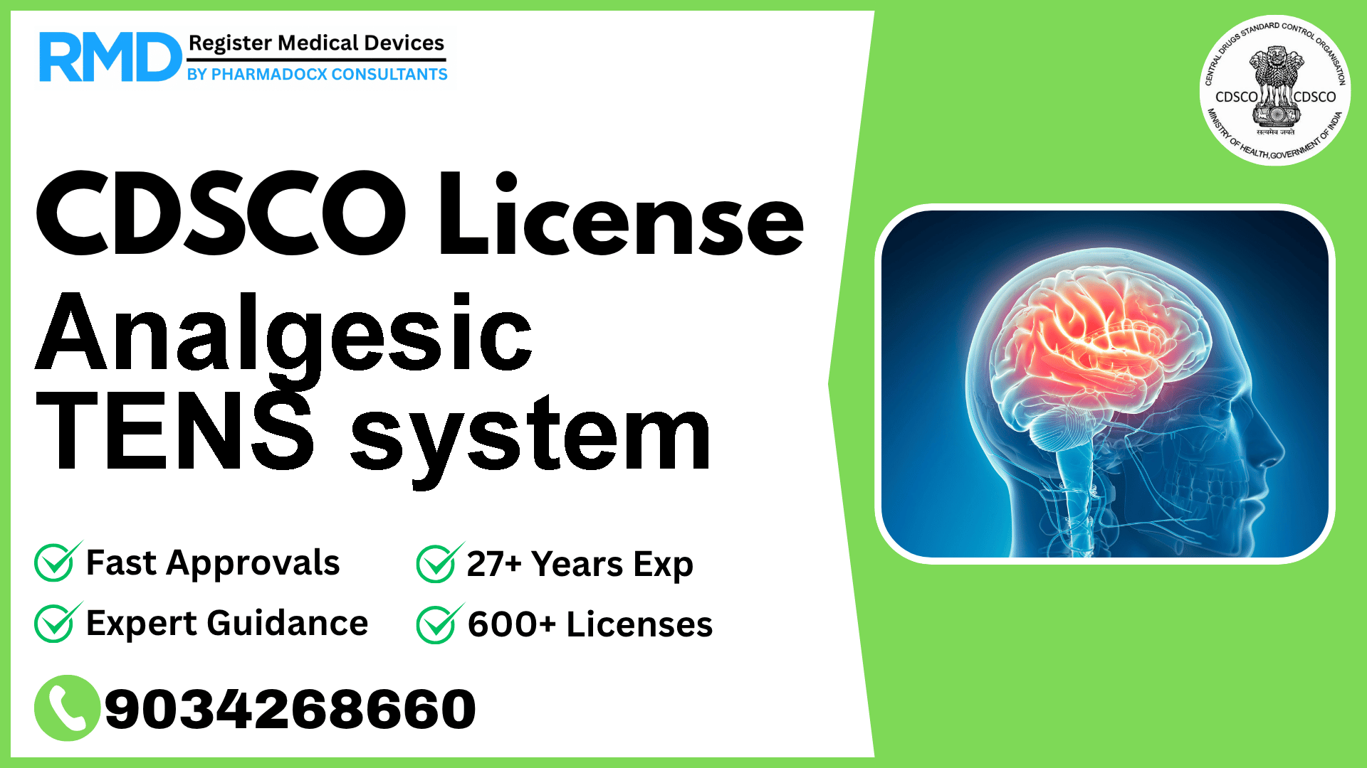 CDSCO License for Analgesic TENS system