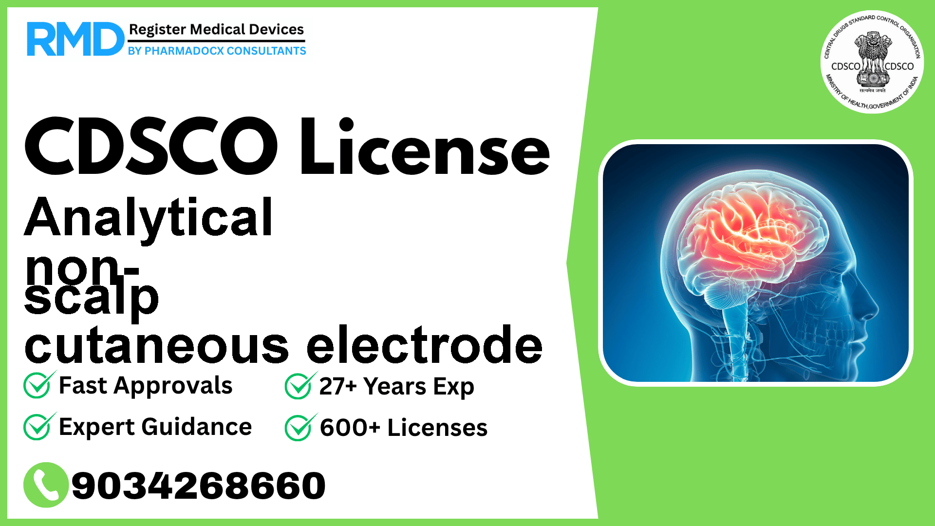 CDSCO License for Analytical non- scalp cutaneous electrode