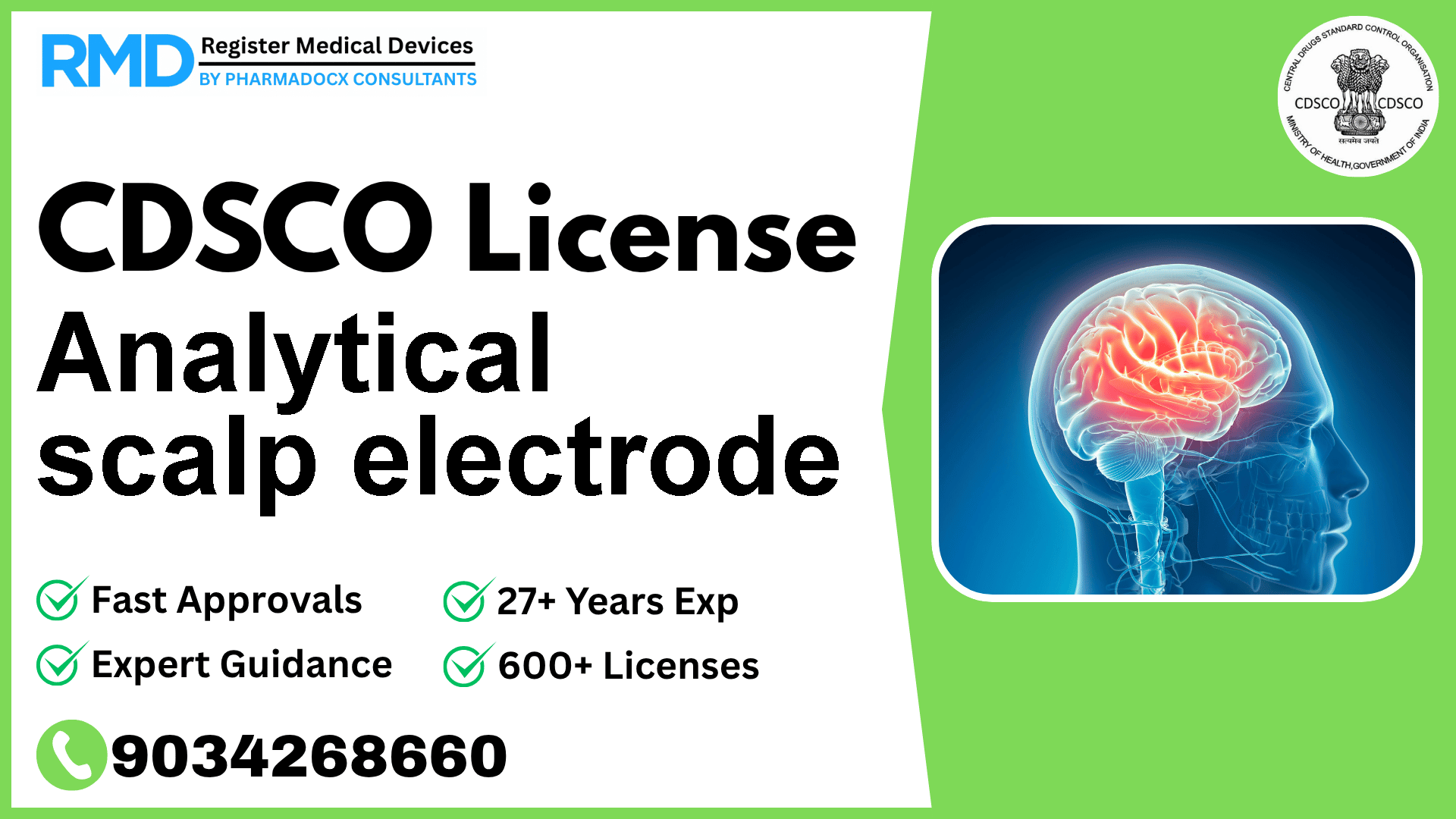 CDSCO License for Analytical scalp electrode