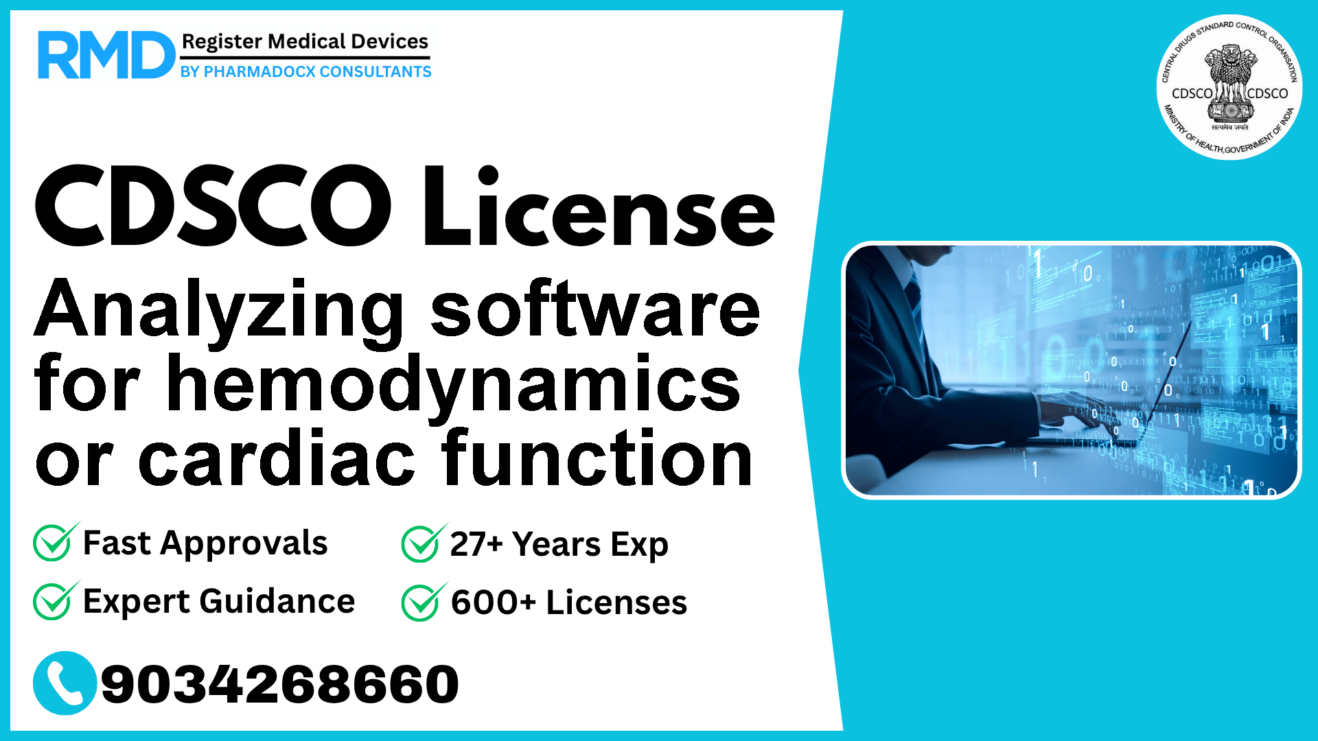 CDSCO License for Analyzing software for hemodynamics or cardiac function