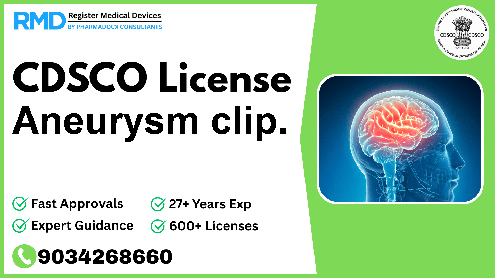 CDSCO License for Aneurysm clip.