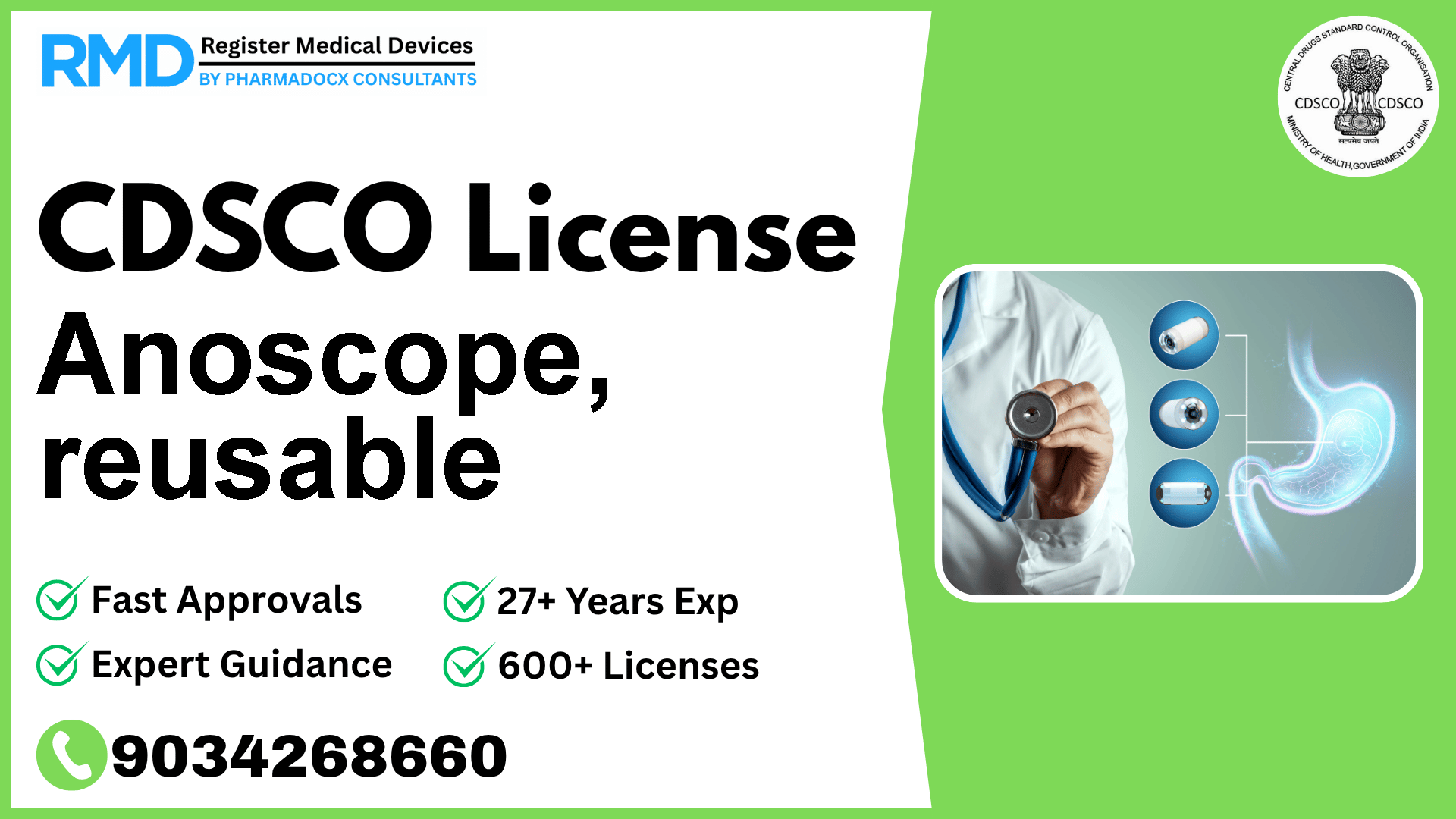 CDSCO License for Anoscope, reusable
