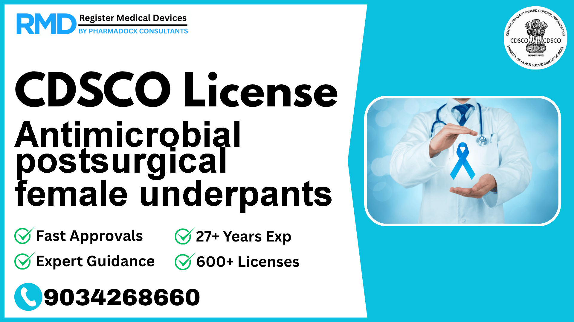 CDSCO License for Antimicrobial postsurgical female underpants