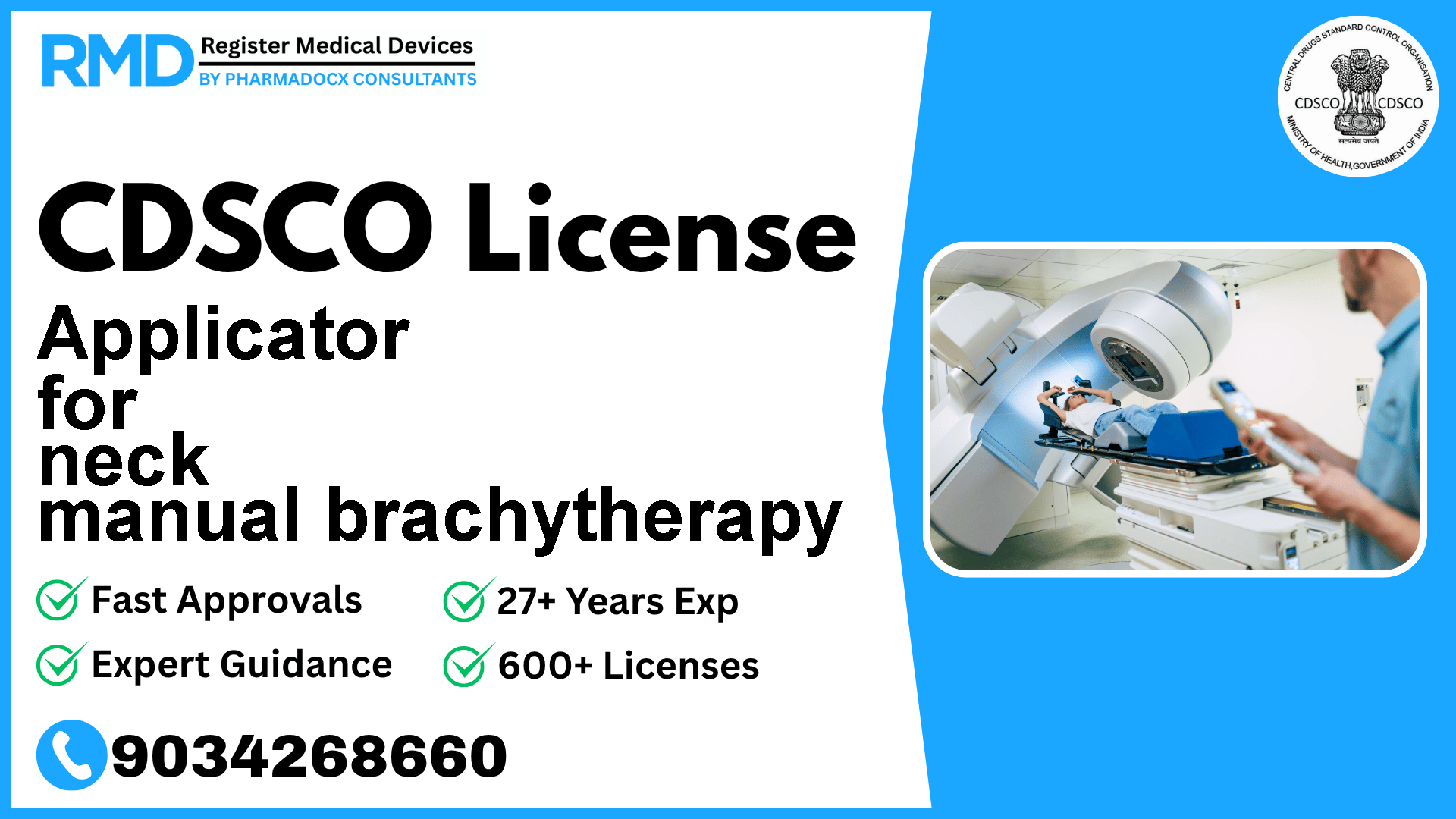 CDSCO License for Applicator for neck manual brachytherapy