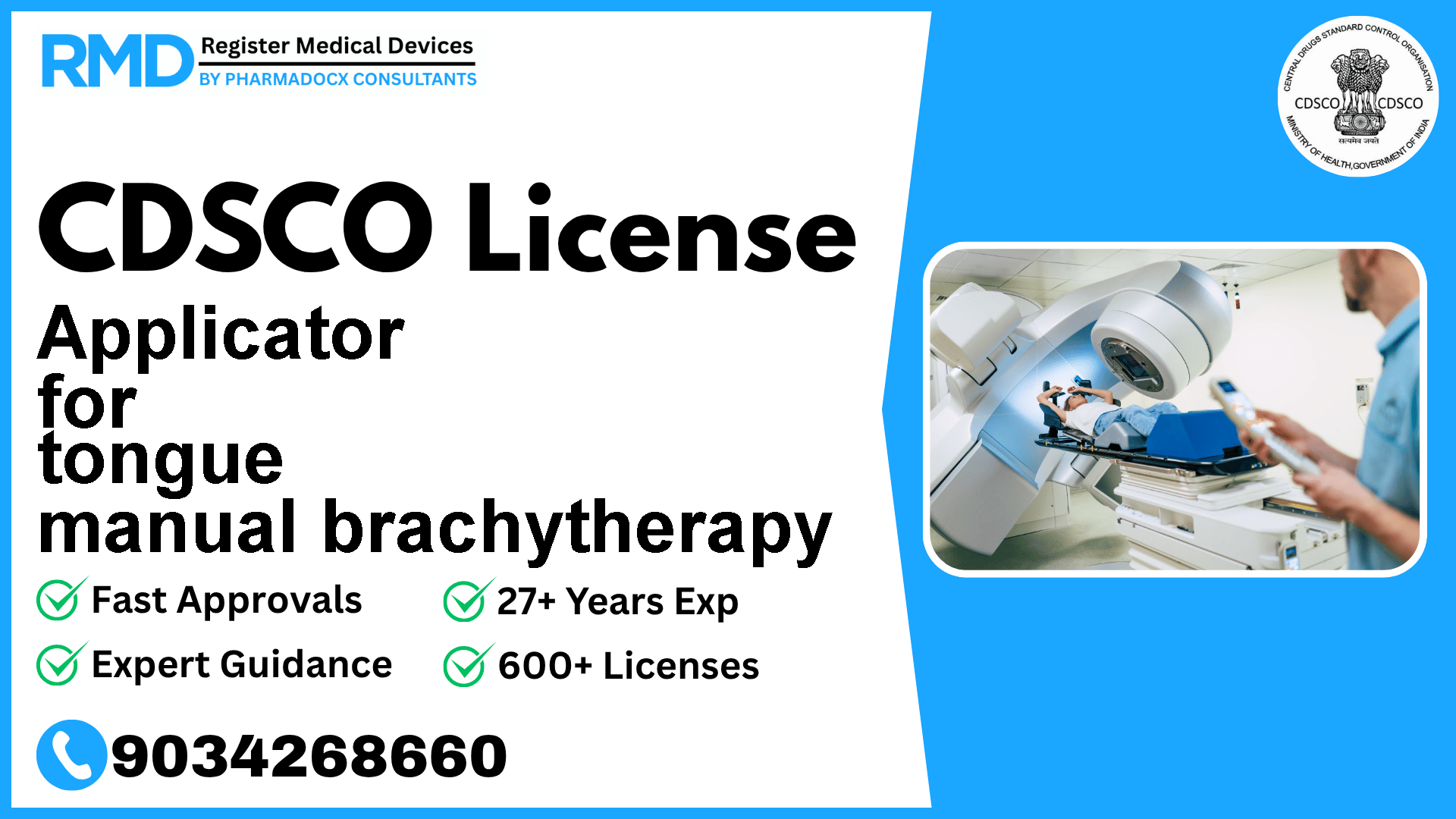 CDSCO License for Applicator for tongue manual brachytherapy