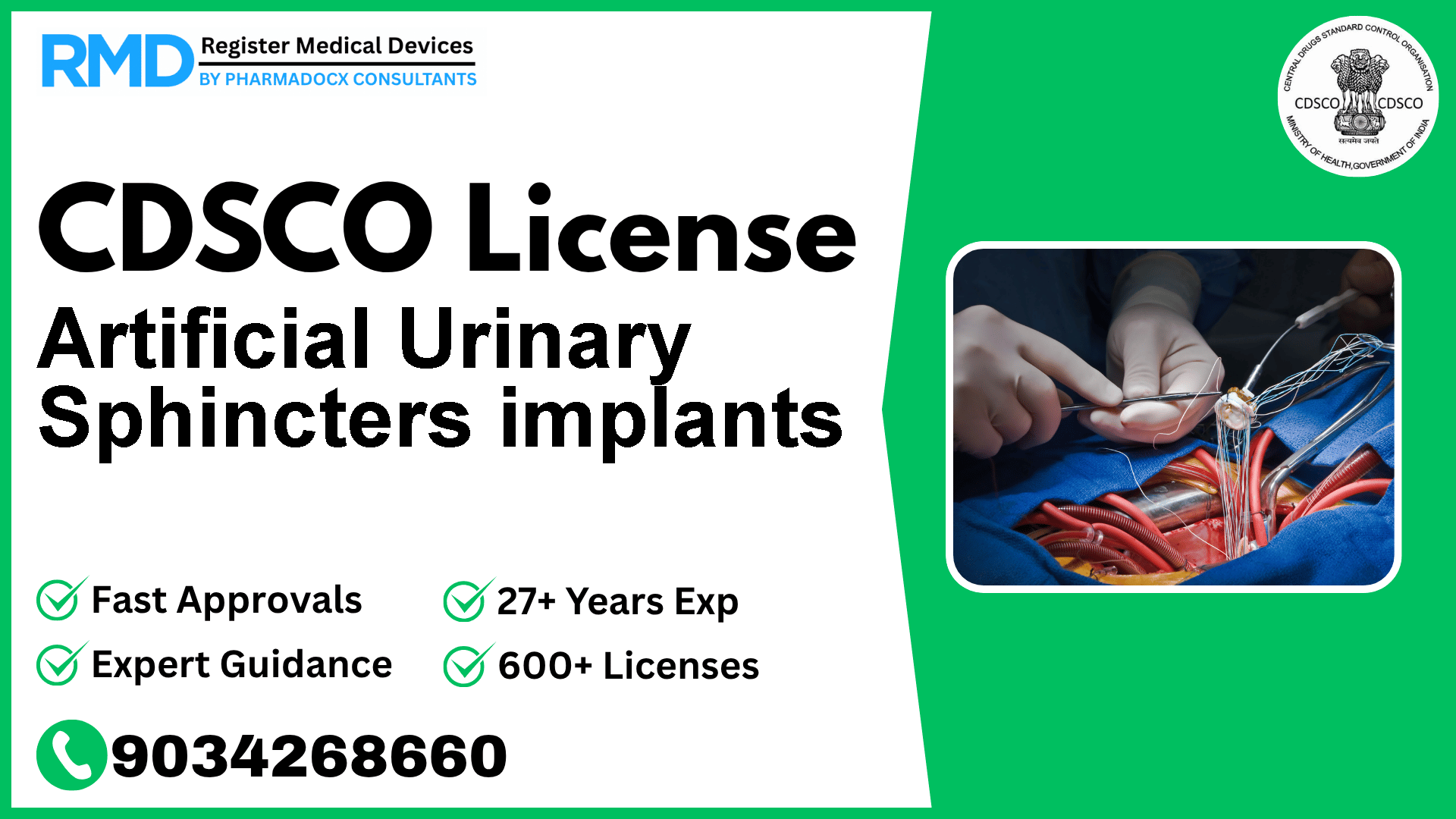 CDSCO License for Artificial Urinary Sphincters implants