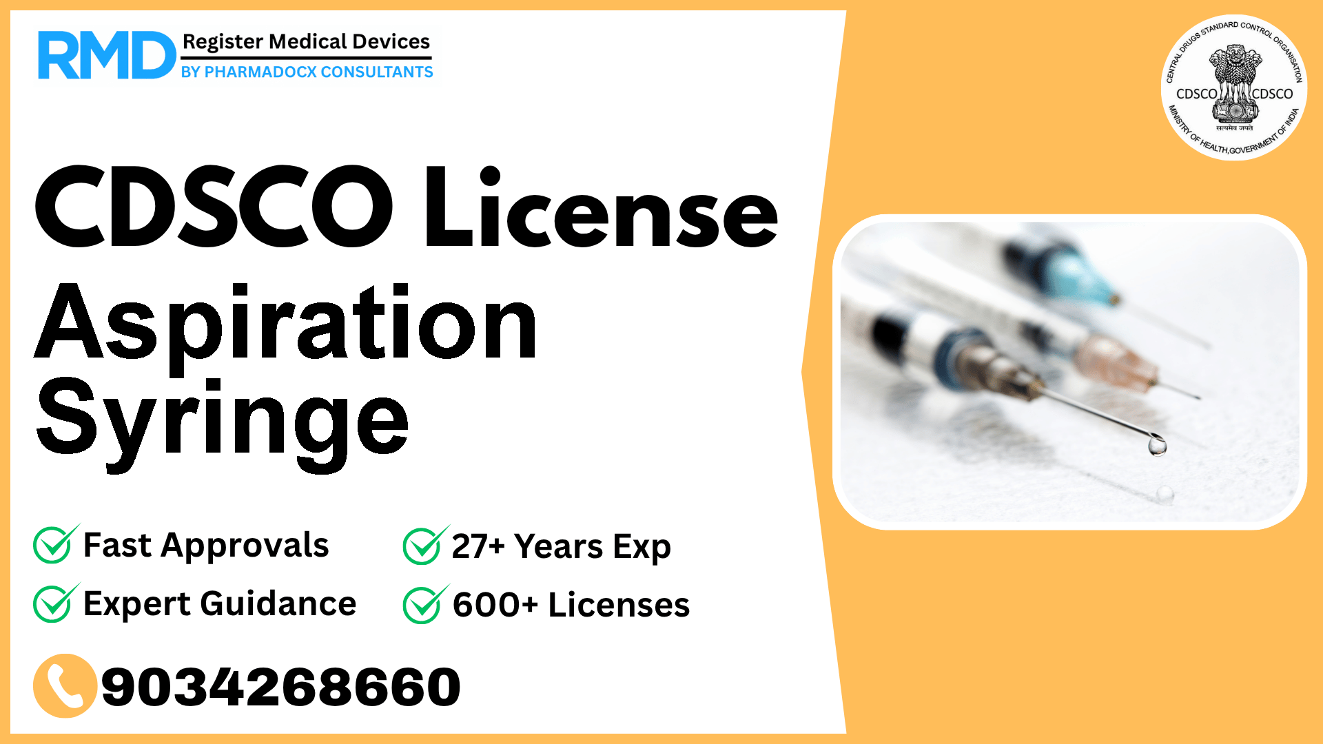 CDSCO License for Aspiration Syringe