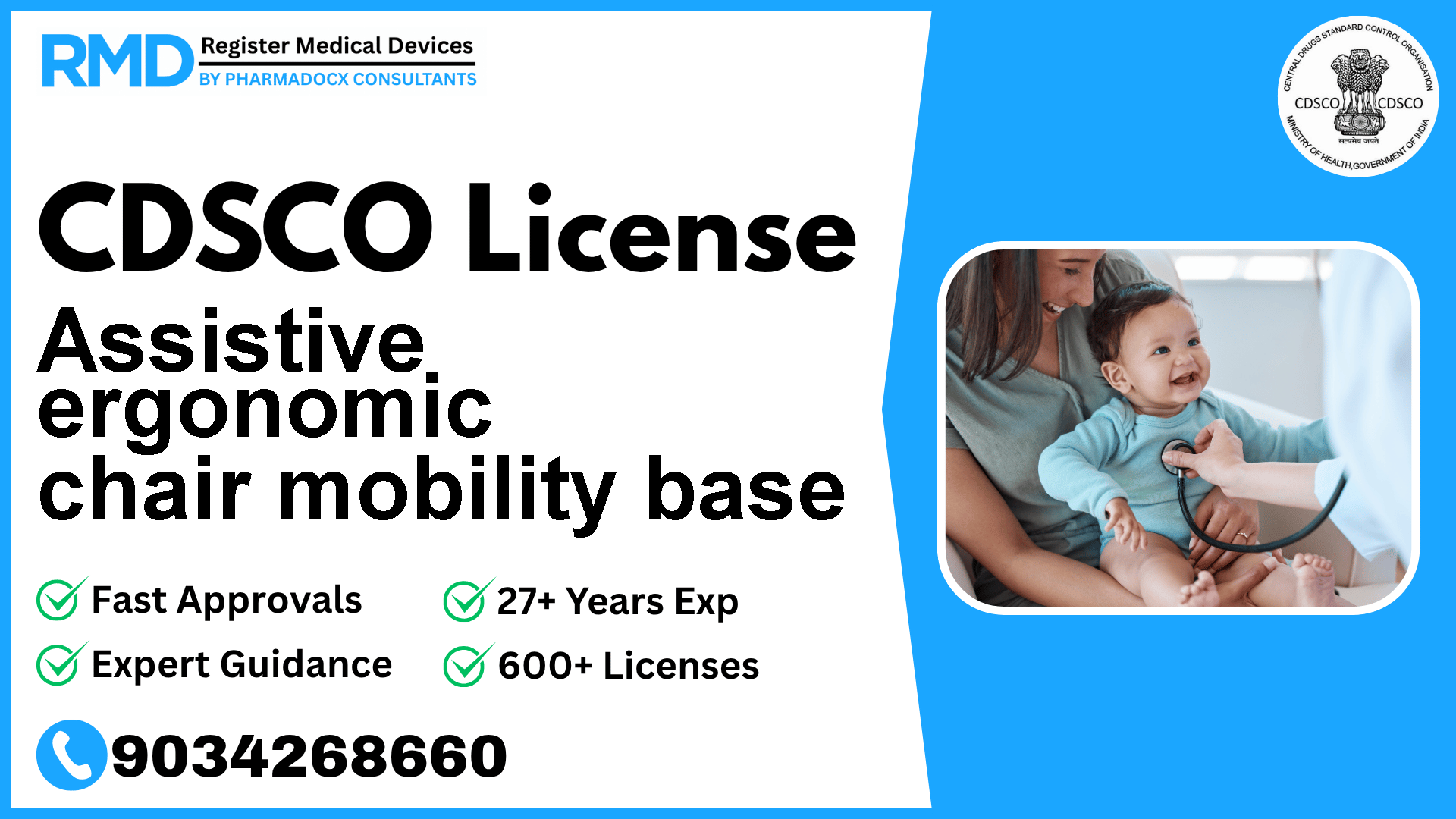 CDSCO License for Assistive ergonomic chair mobility base