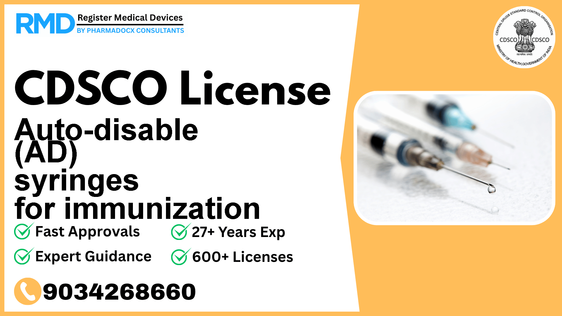 CDSCO License for Auto-disable (AD) syringes for immunization