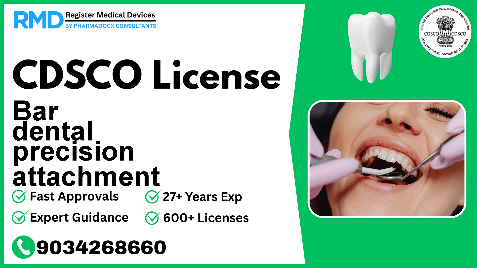 CDSCO License for Bar dental precision attachment
