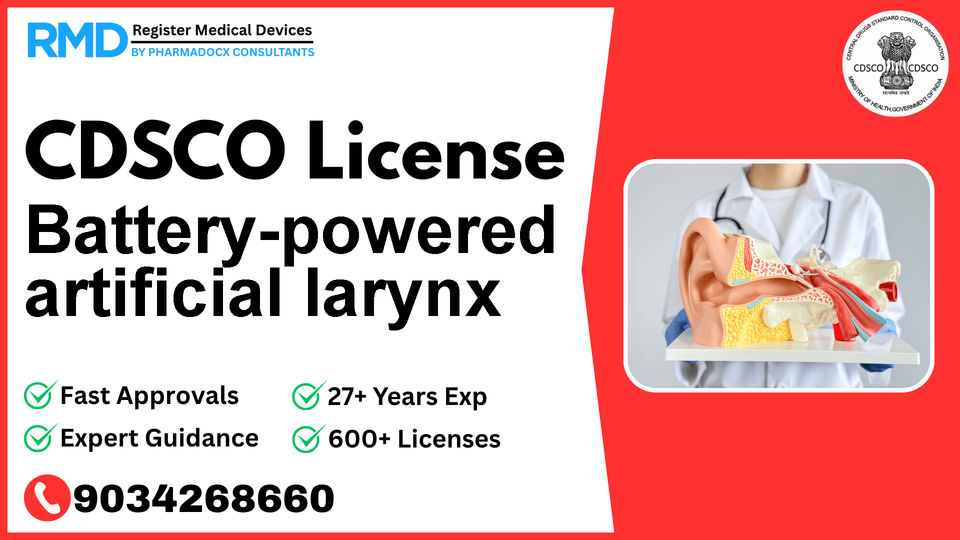 CDSCO License for Battery-powered artificial larynx