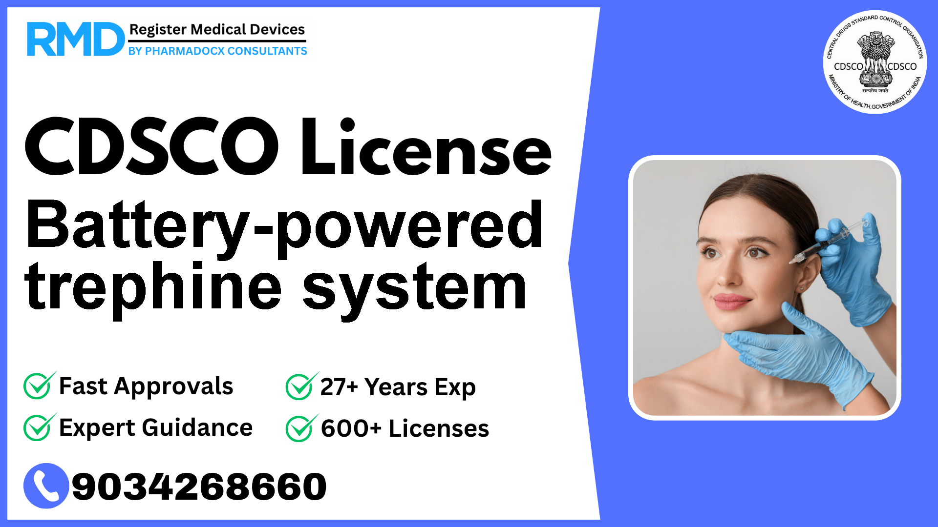 CDSCO License for Battery-powered trephine system