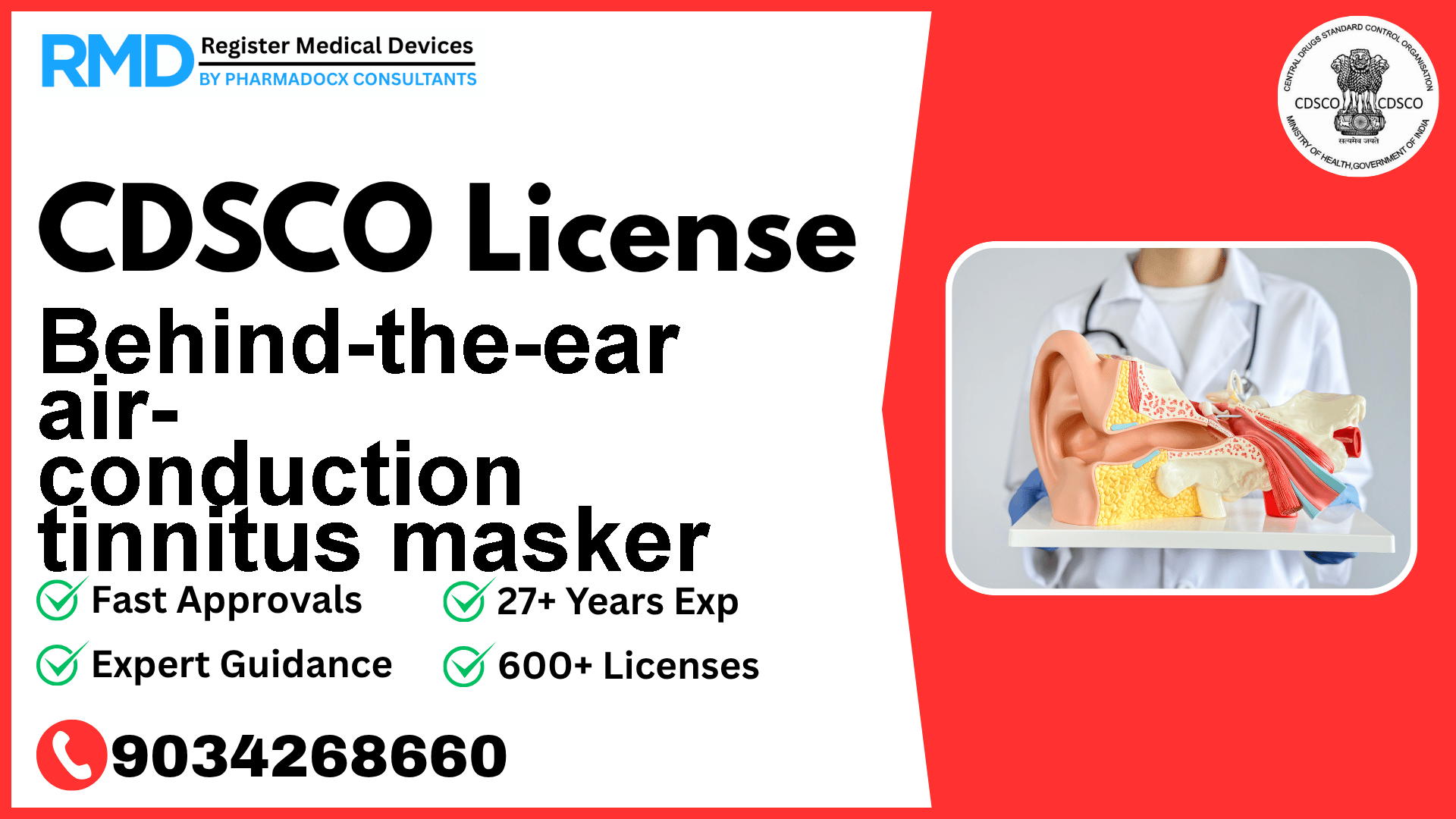 CDSCO License for Behind-the-ear air- conduction tinnitus masker