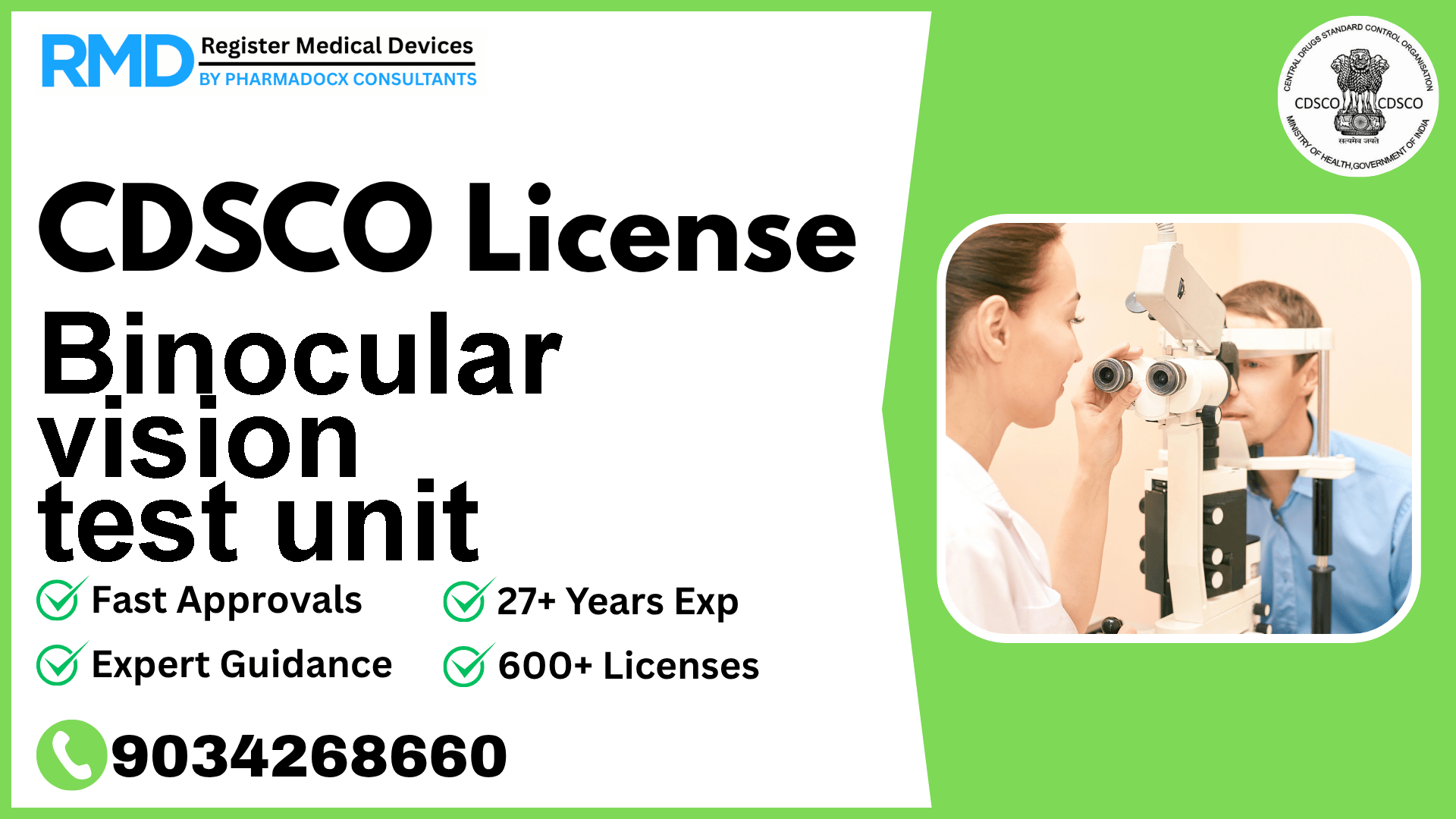 CDSCO License for Binocular vision test unit
