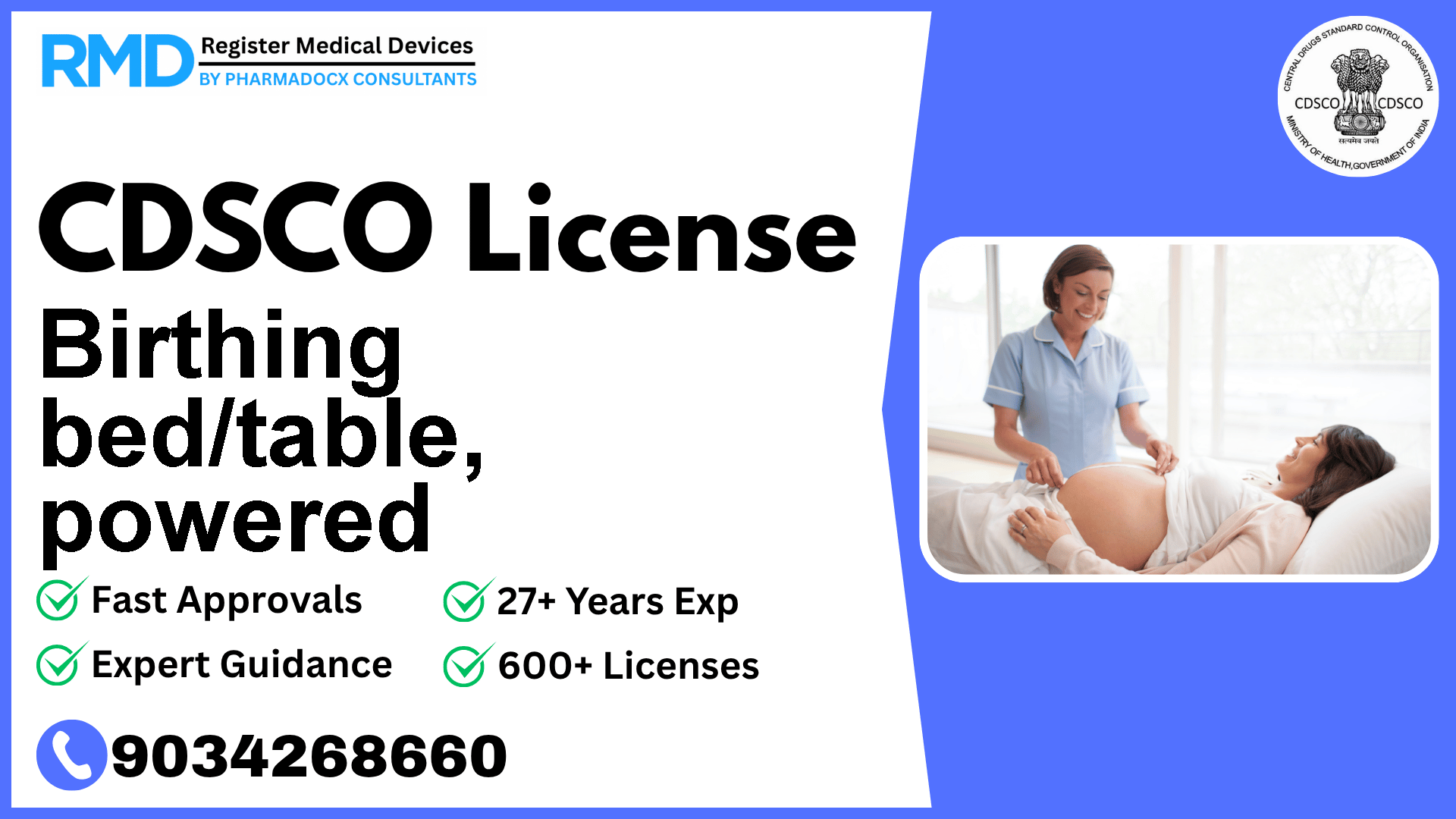 CDSCO License for Birthing bed/table, powered
