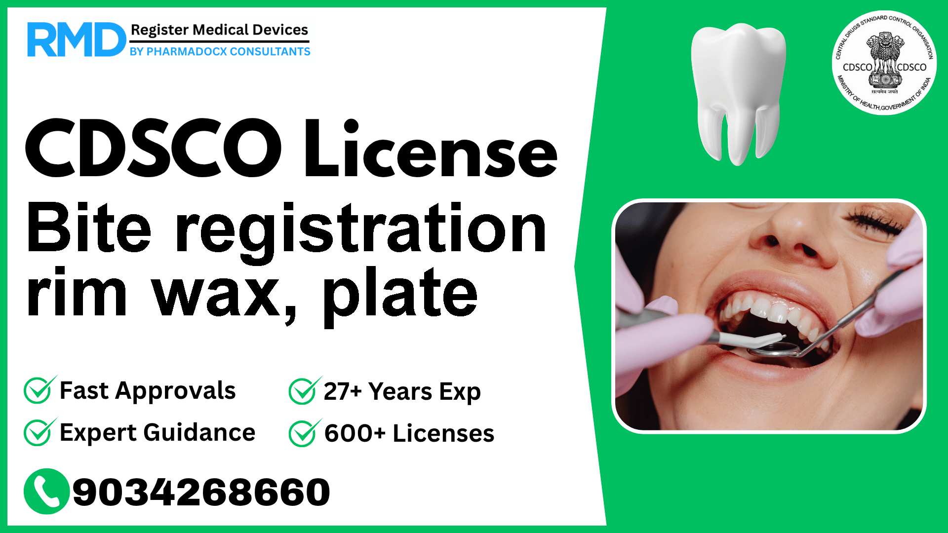 CDSCO License for Bite registration rim wax, plate
