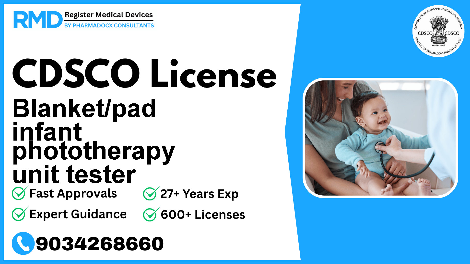 CDSCO License for Blanket/pad infant phototherapy unit tester
