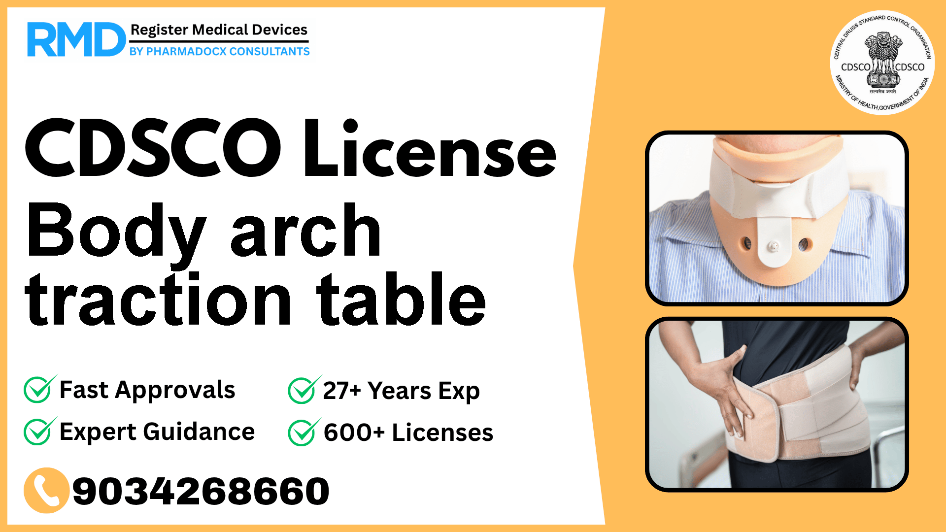 CDSCO License for Body arch traction table