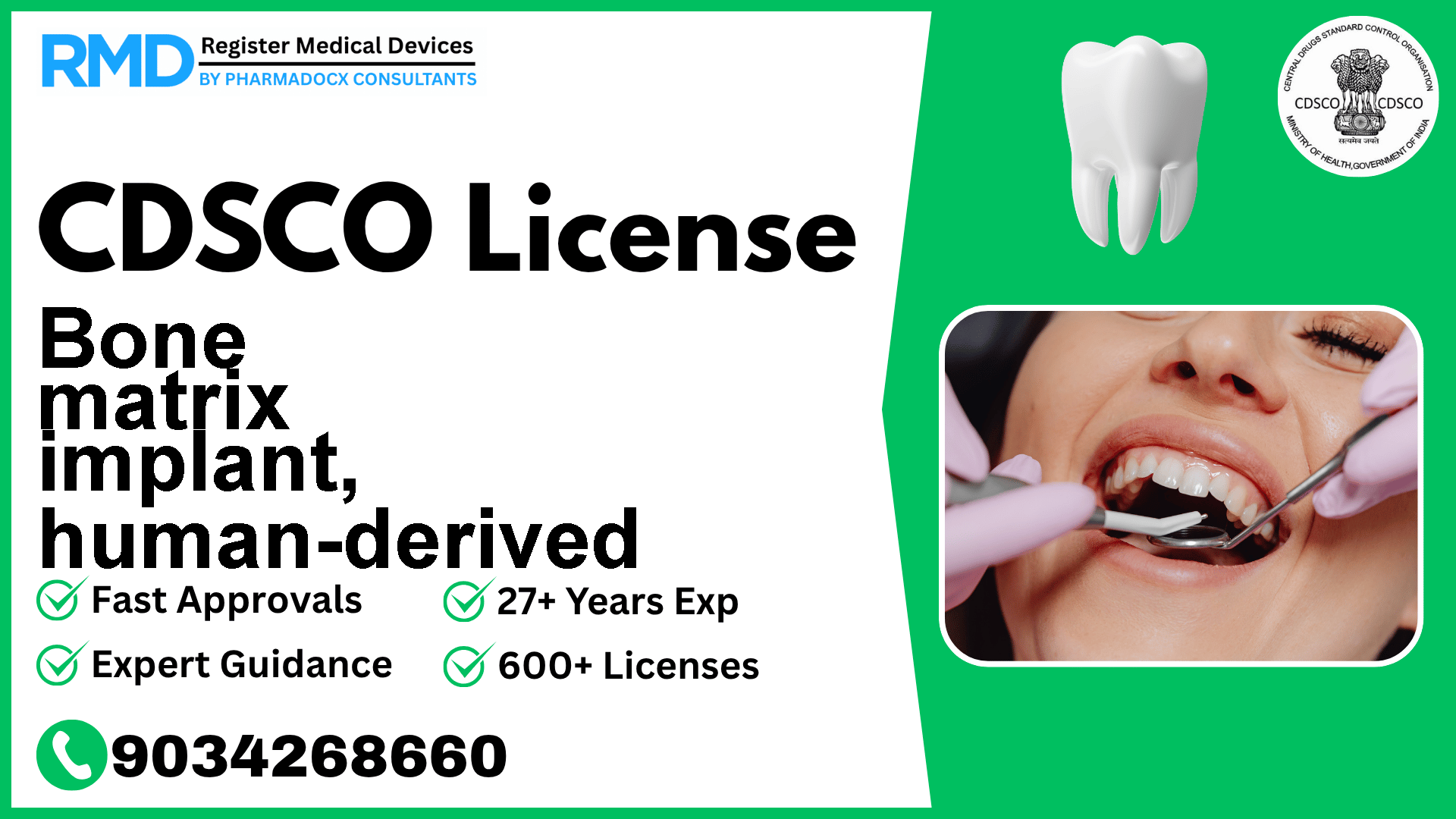 CDSCO License for Bone matrix implant, human-derived