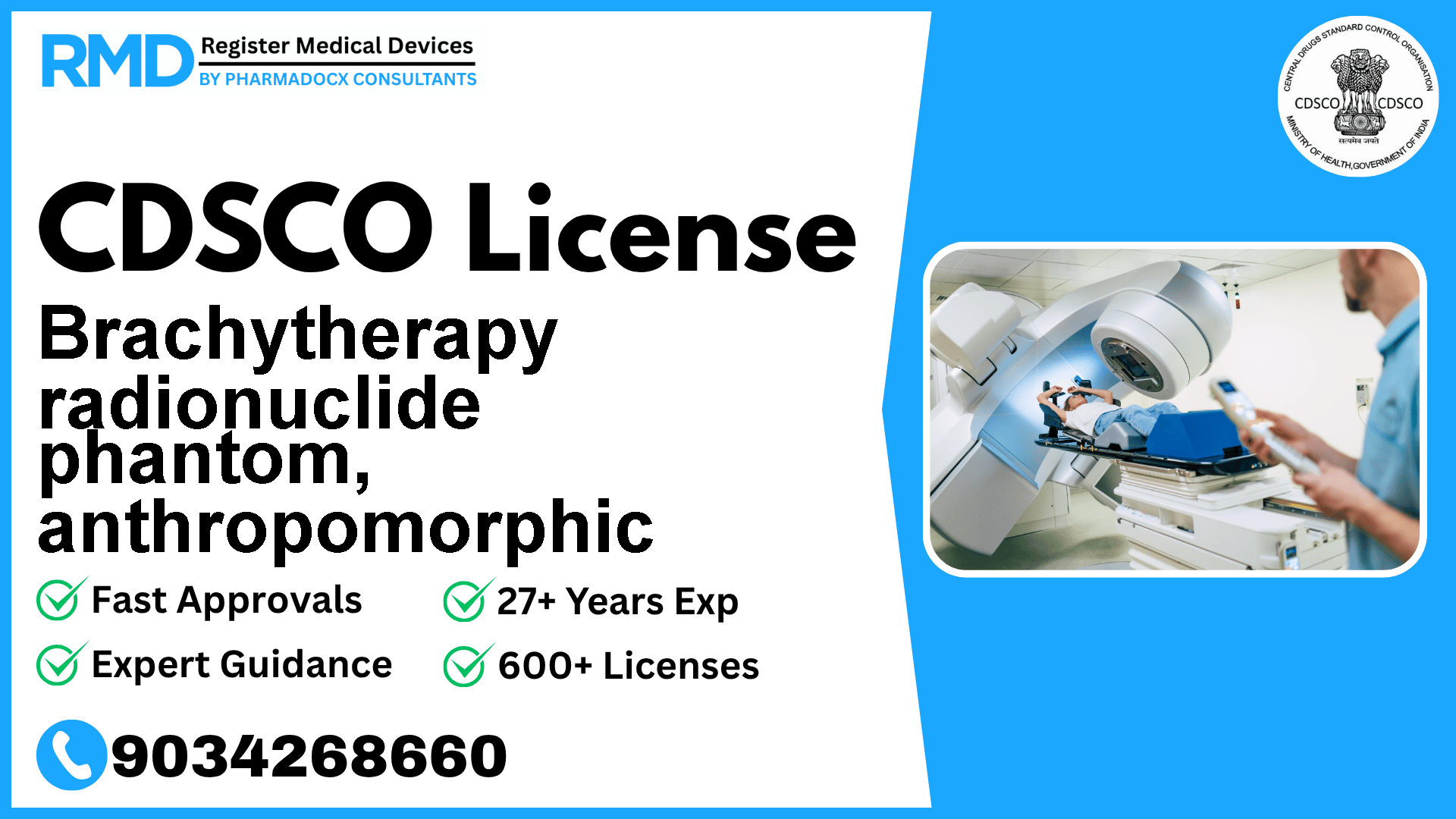 CDSCO License for Brachytherapy radionuclide phantom, anthropomorphic