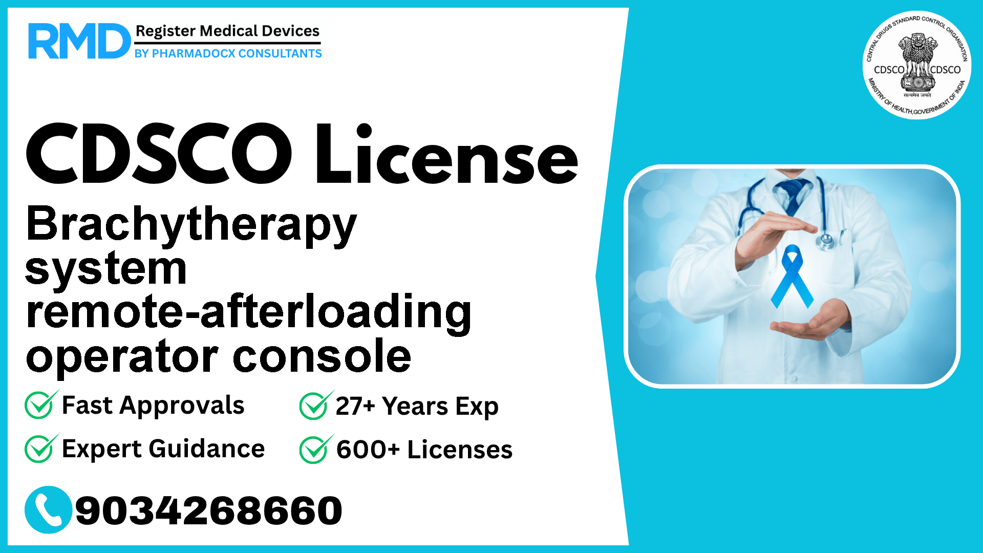 CDSCO License for Brachytherapy system remote-afterloading operator console