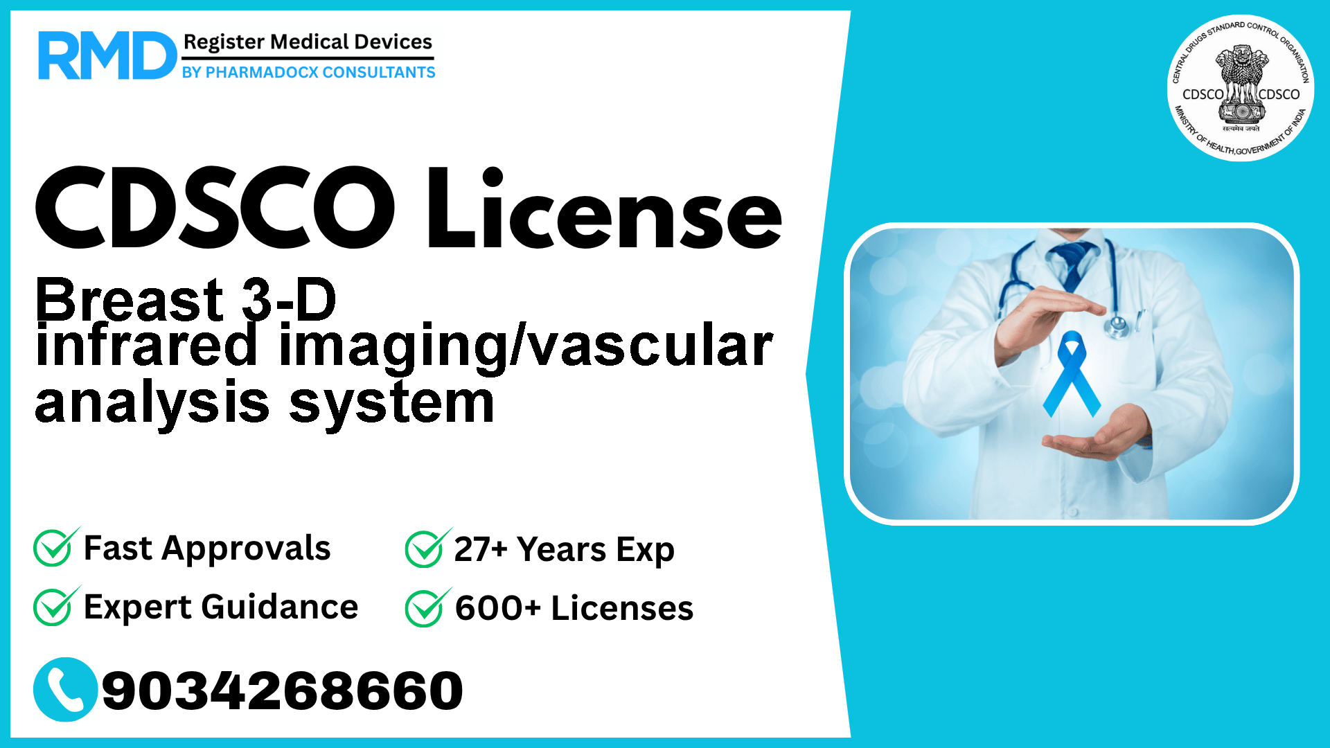 CDSCO License for Breast 3-D infrared imaging/vascular analysis system