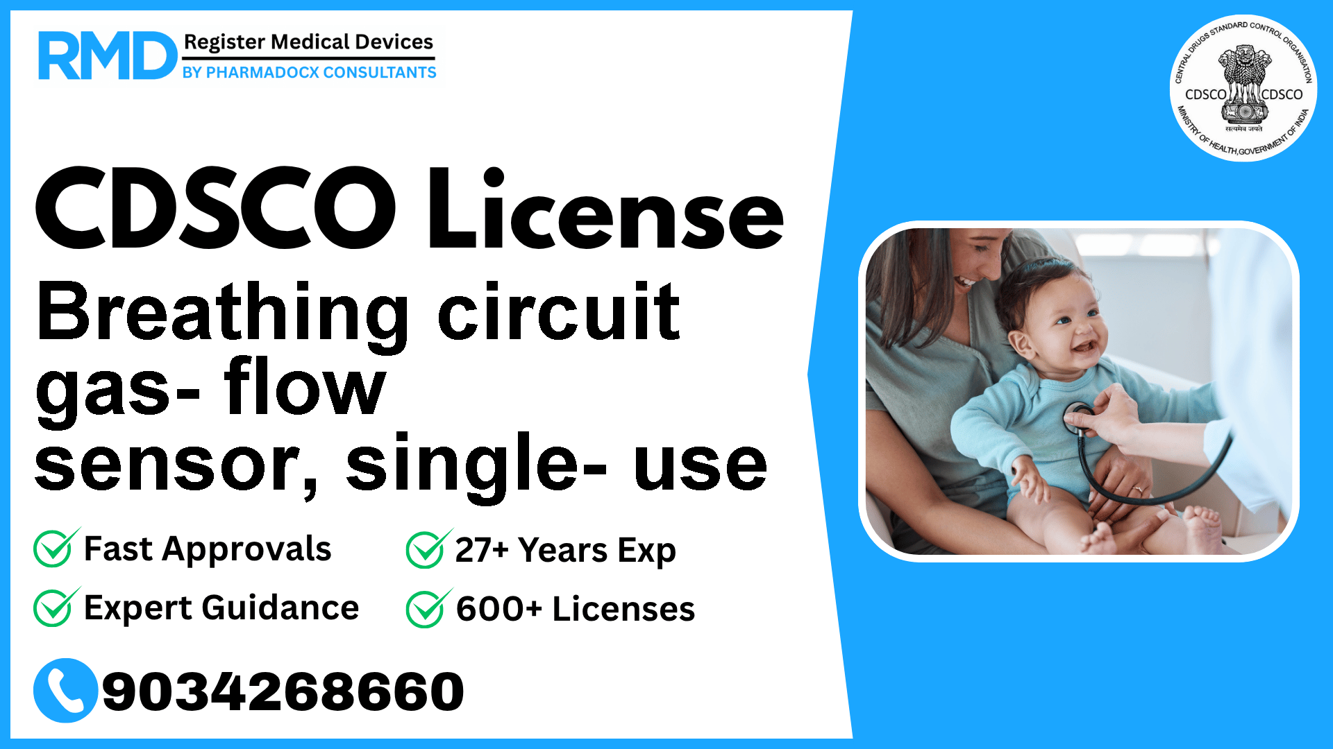 CDSCO License for Breathing circuit gas- flow sensor, single- use