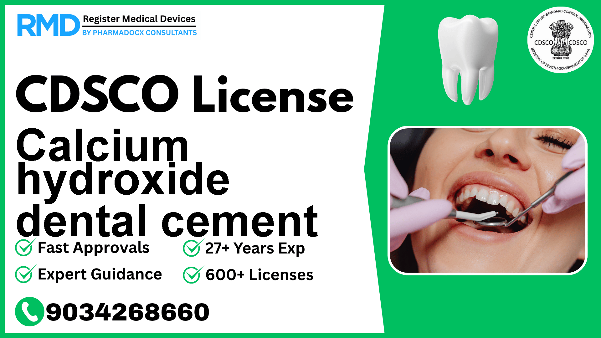 CDSCO License for Calcium hydroxide dental cement