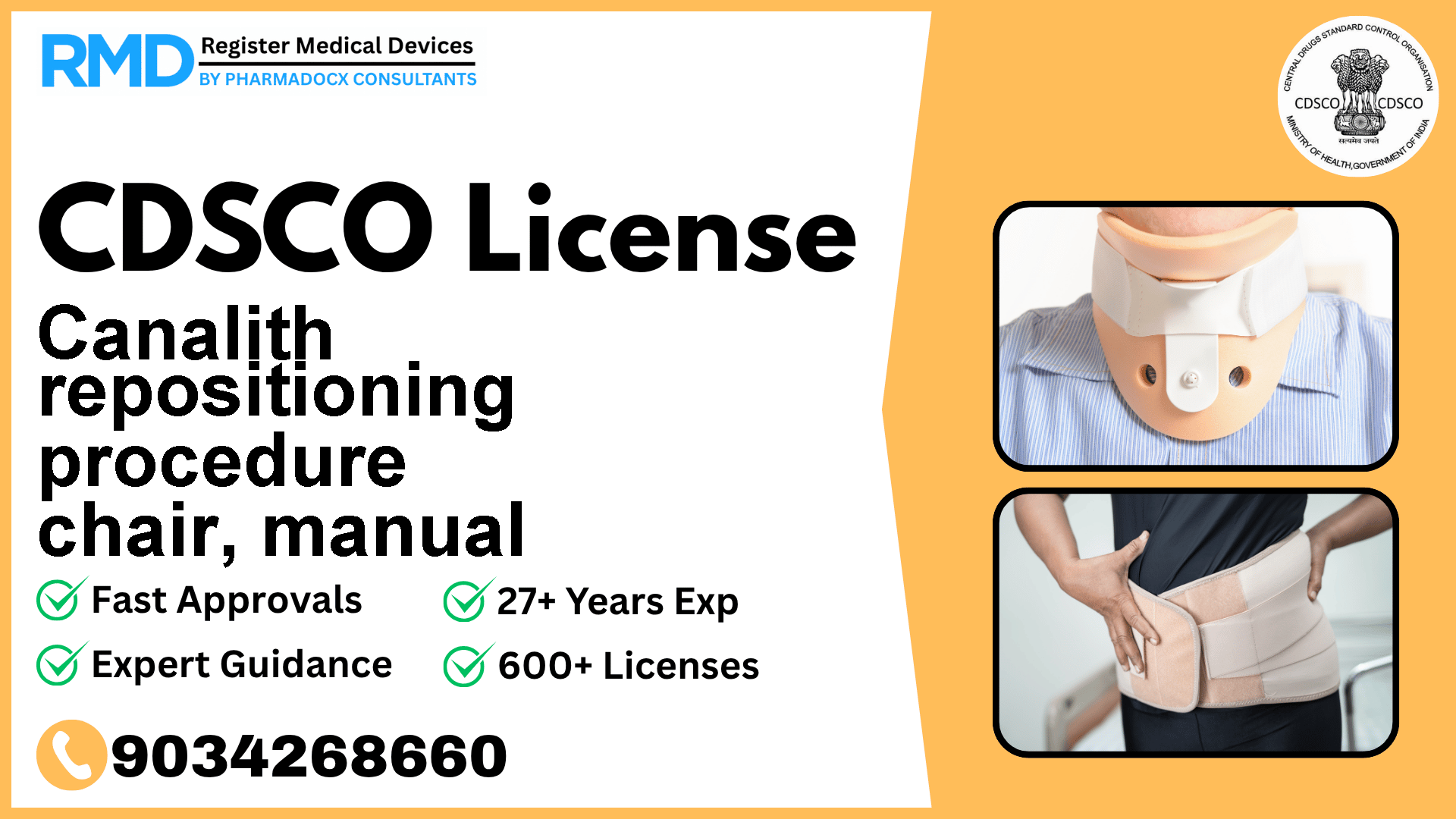 CDSCO License for Canalith repositioning procedure chair, manual