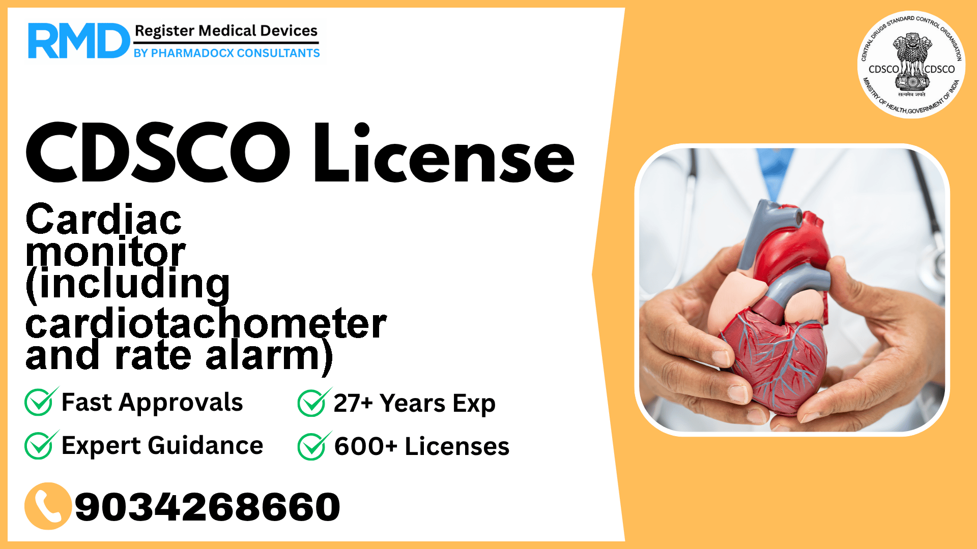 CDSCO License for Cardiac monitor (including cardiotachometer and rate alarm)