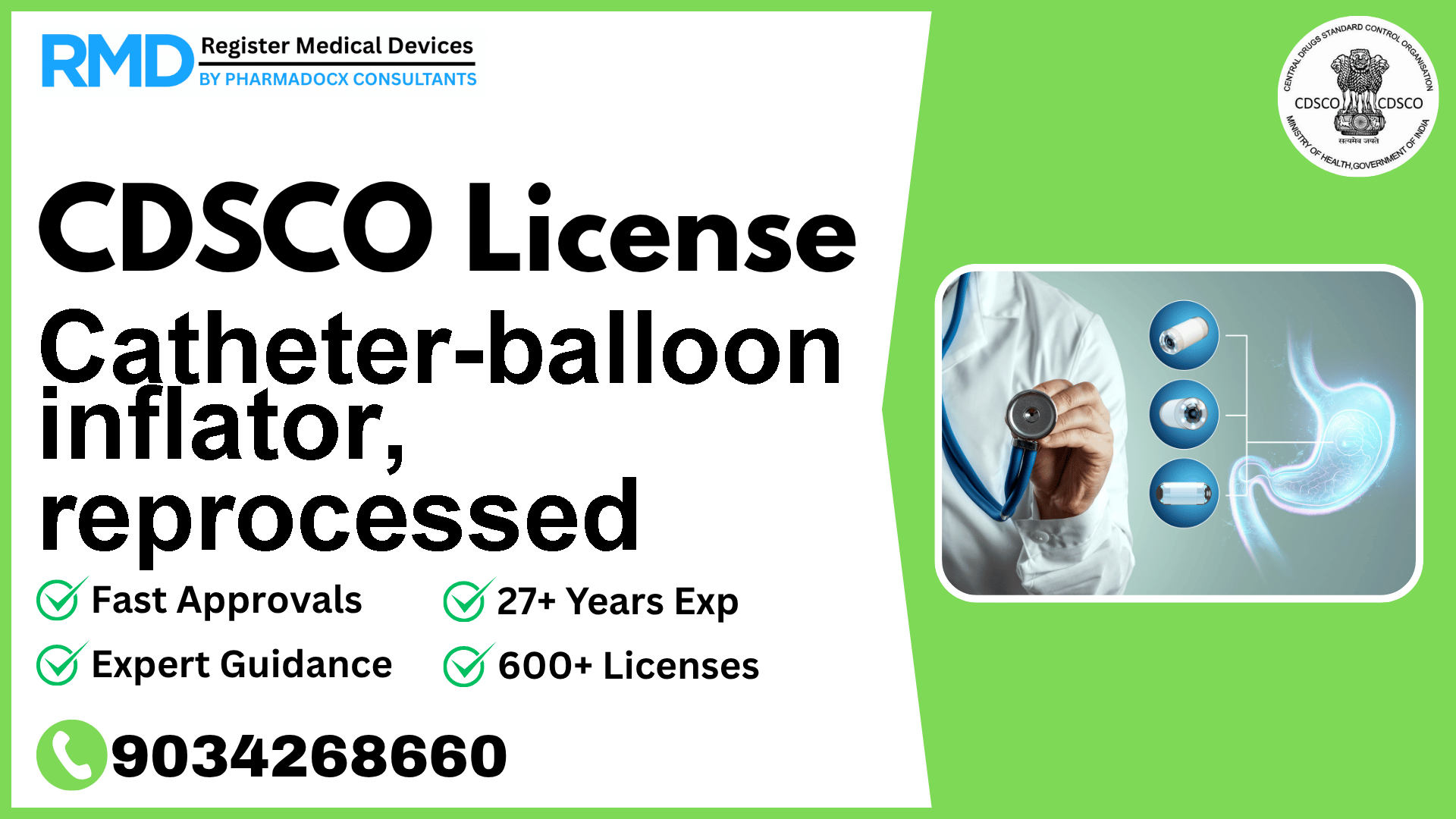 CDSCO License for Catheter-balloon inflator, reprocessed