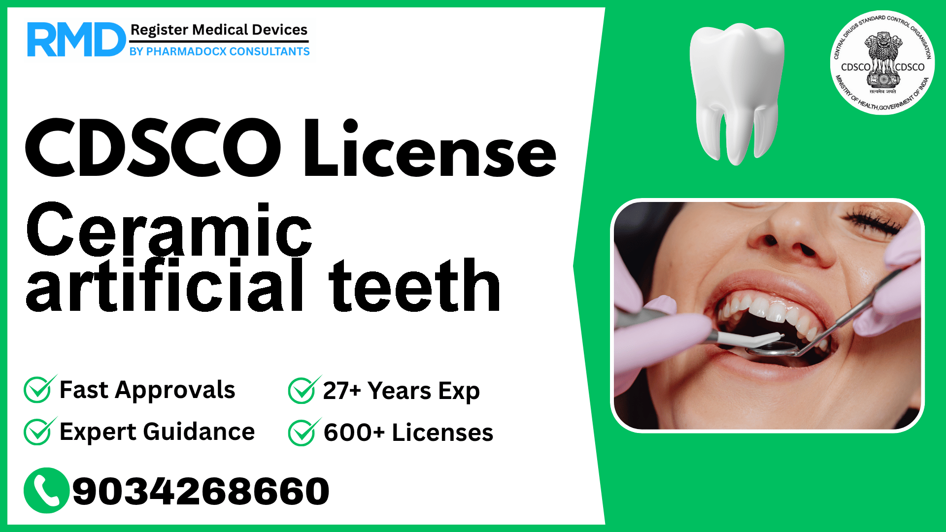 CDSCO License for Ceramic artificial teeth