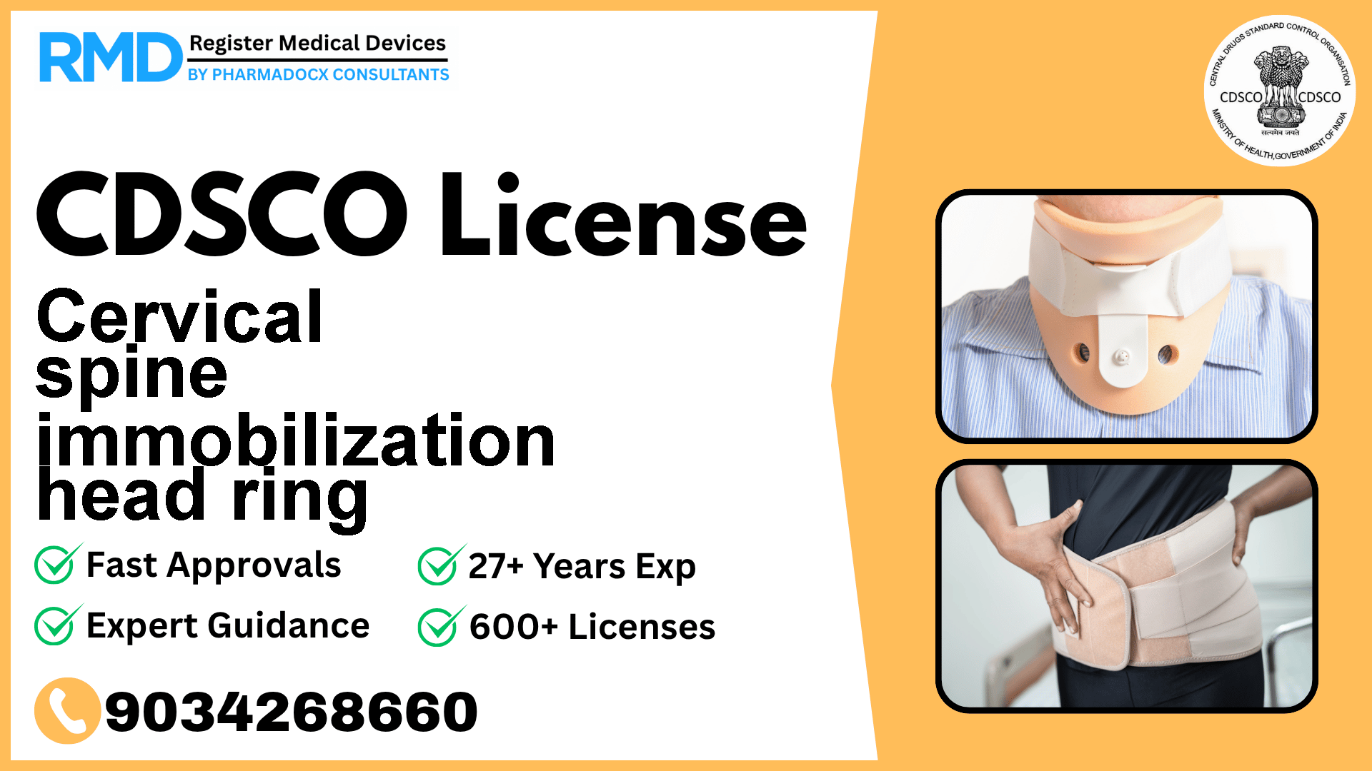 CDSCO License for Cervical spine immobilization head ring
