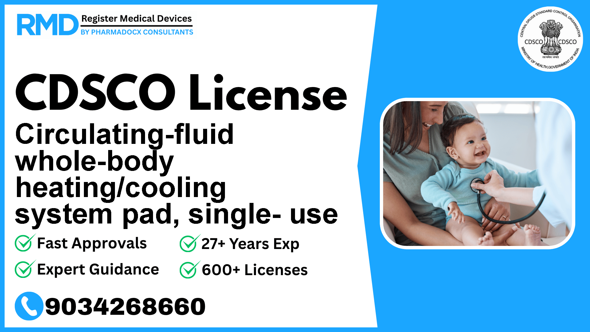 CDSCO License for Circulating-fluid whole-body heating/cooling system pad, single- use