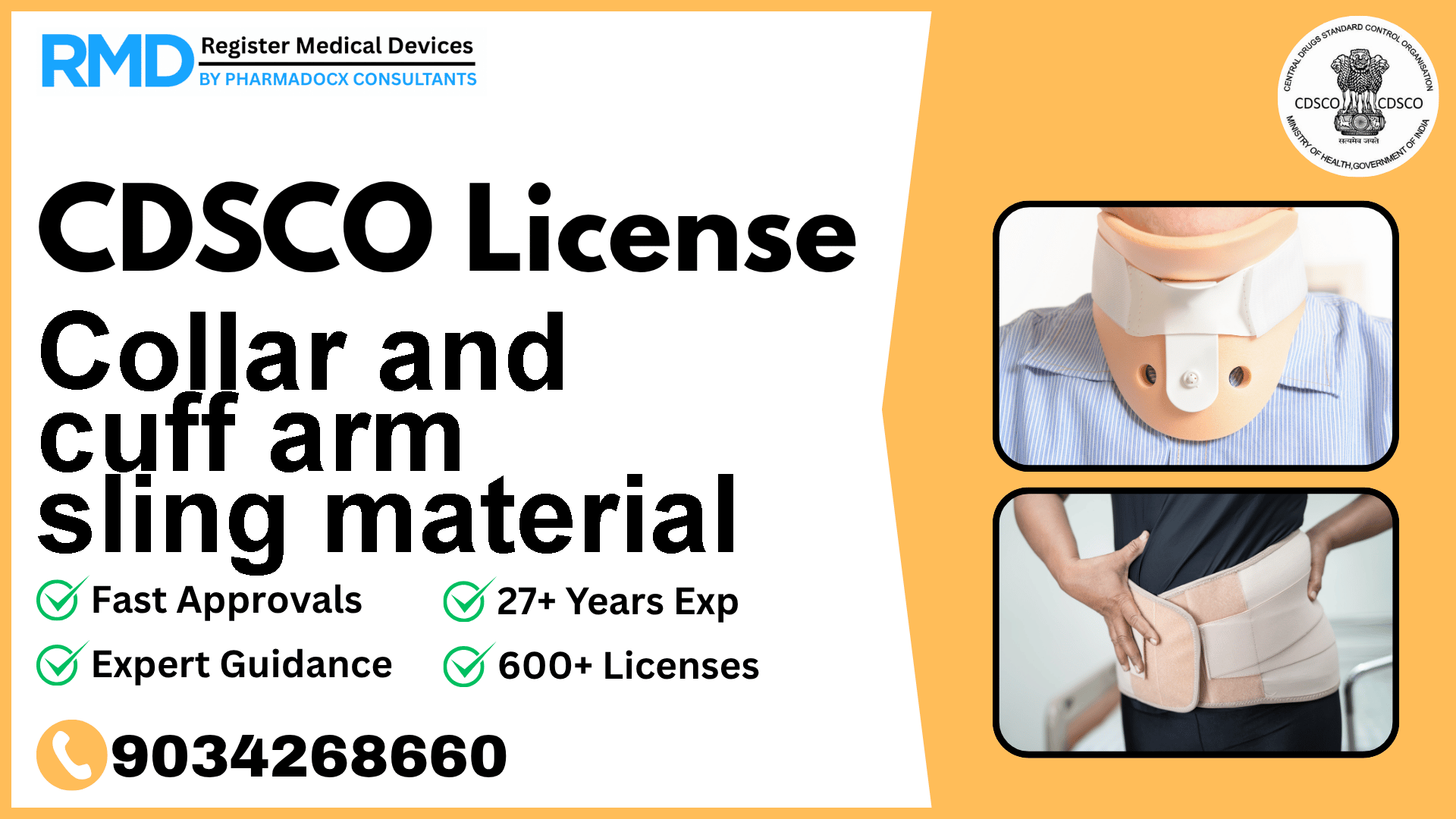 CDSCO License for Collar and cuff arm sling material