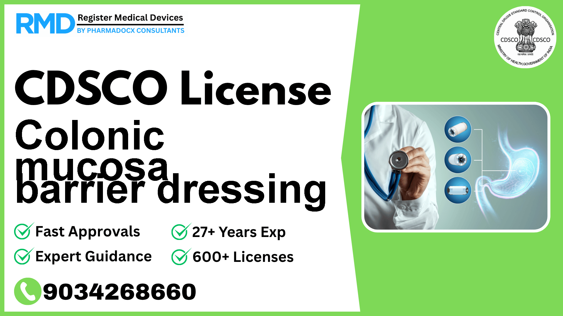 CDSCO License for Colonic mucosa barrier dressing