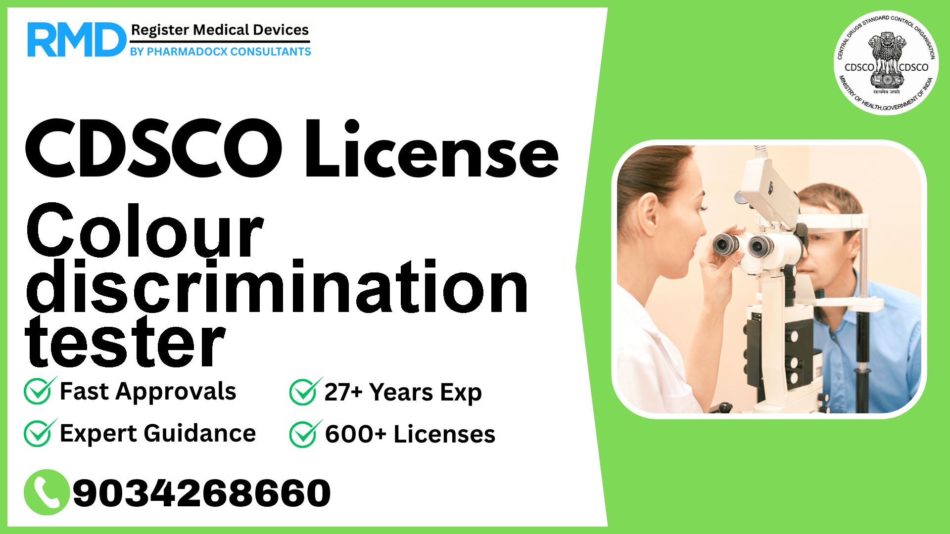CDSCO License for Colour discrimination tester