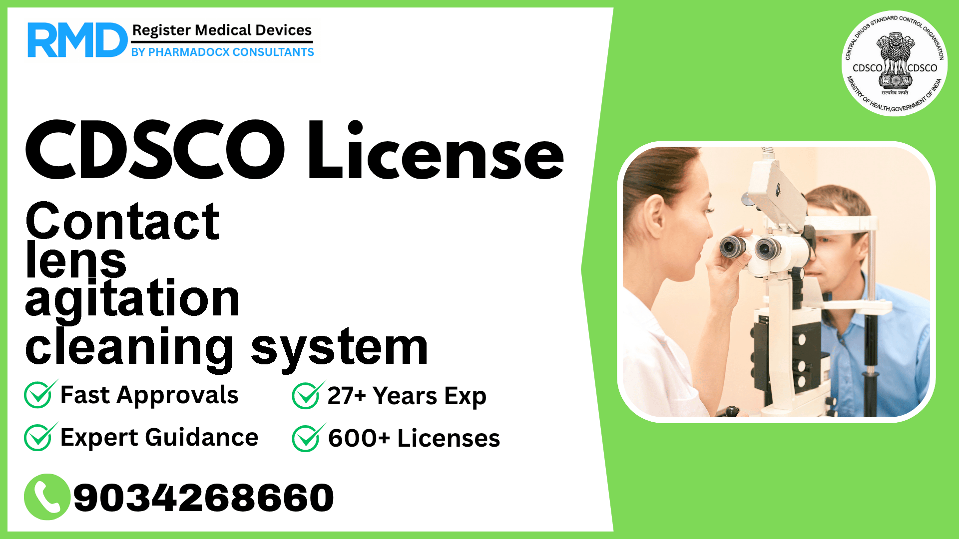 CDSCO License for Contact lens agitation cleaning system