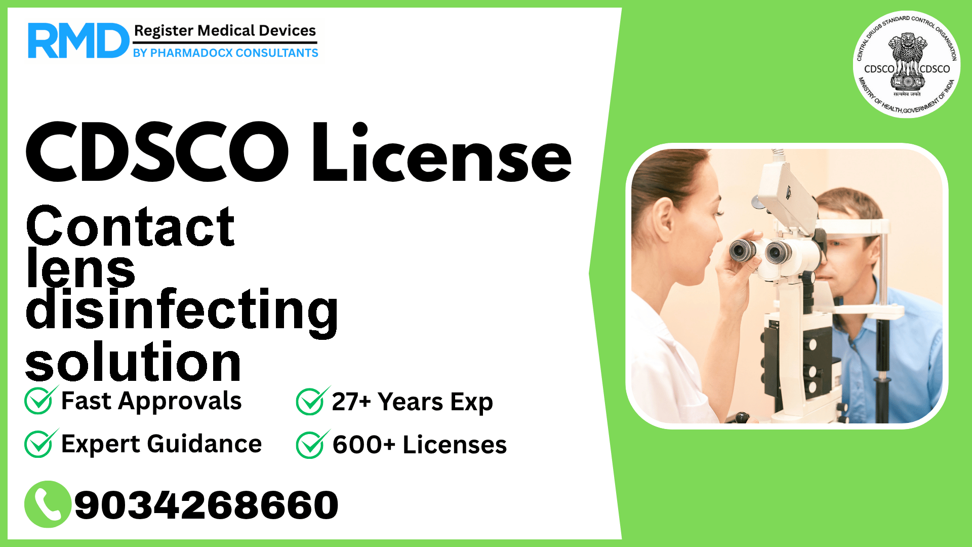 CDSCO License for Contact lens disinfecting solution