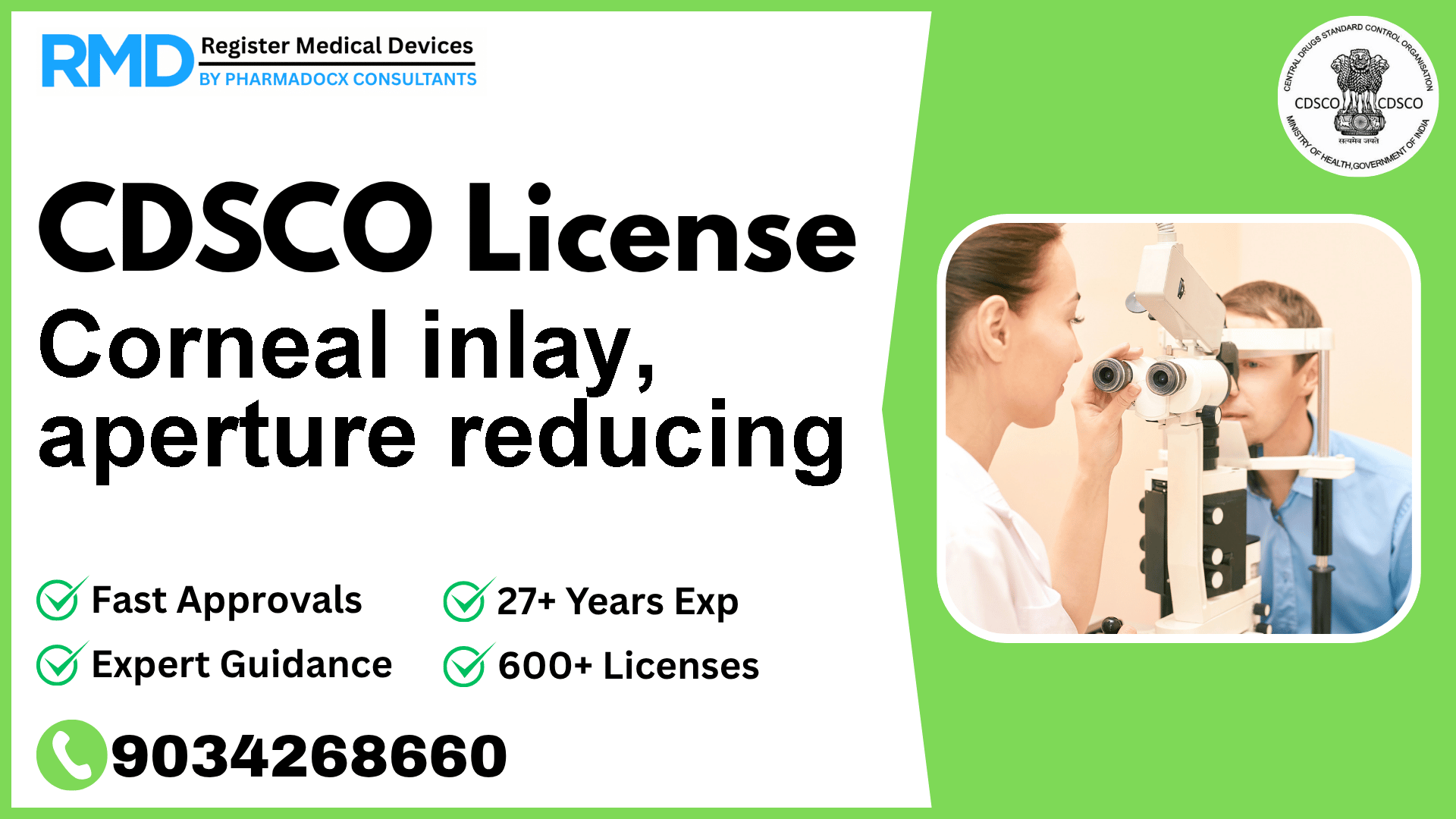 CDSCO License for Corneal inlay, aperture reducing