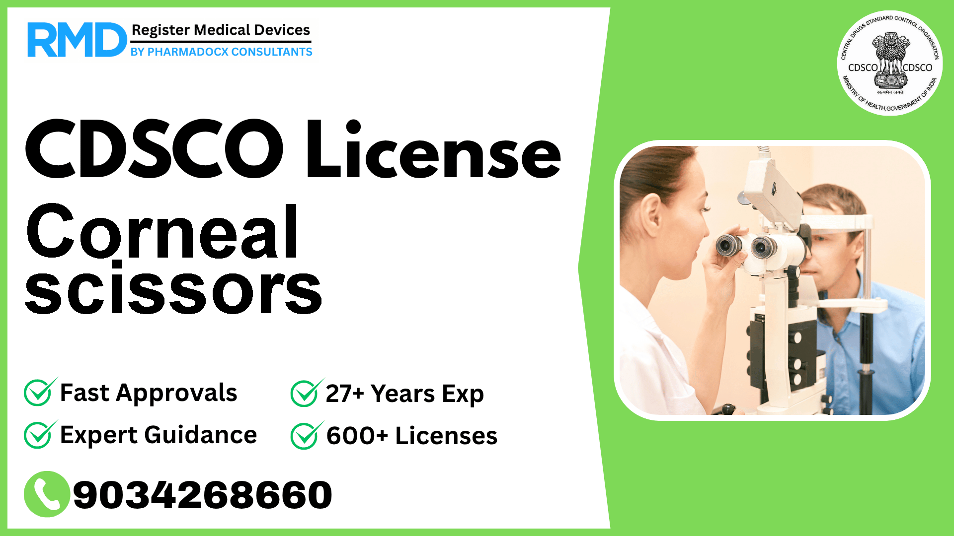 CDSCO License for Corneal scissors