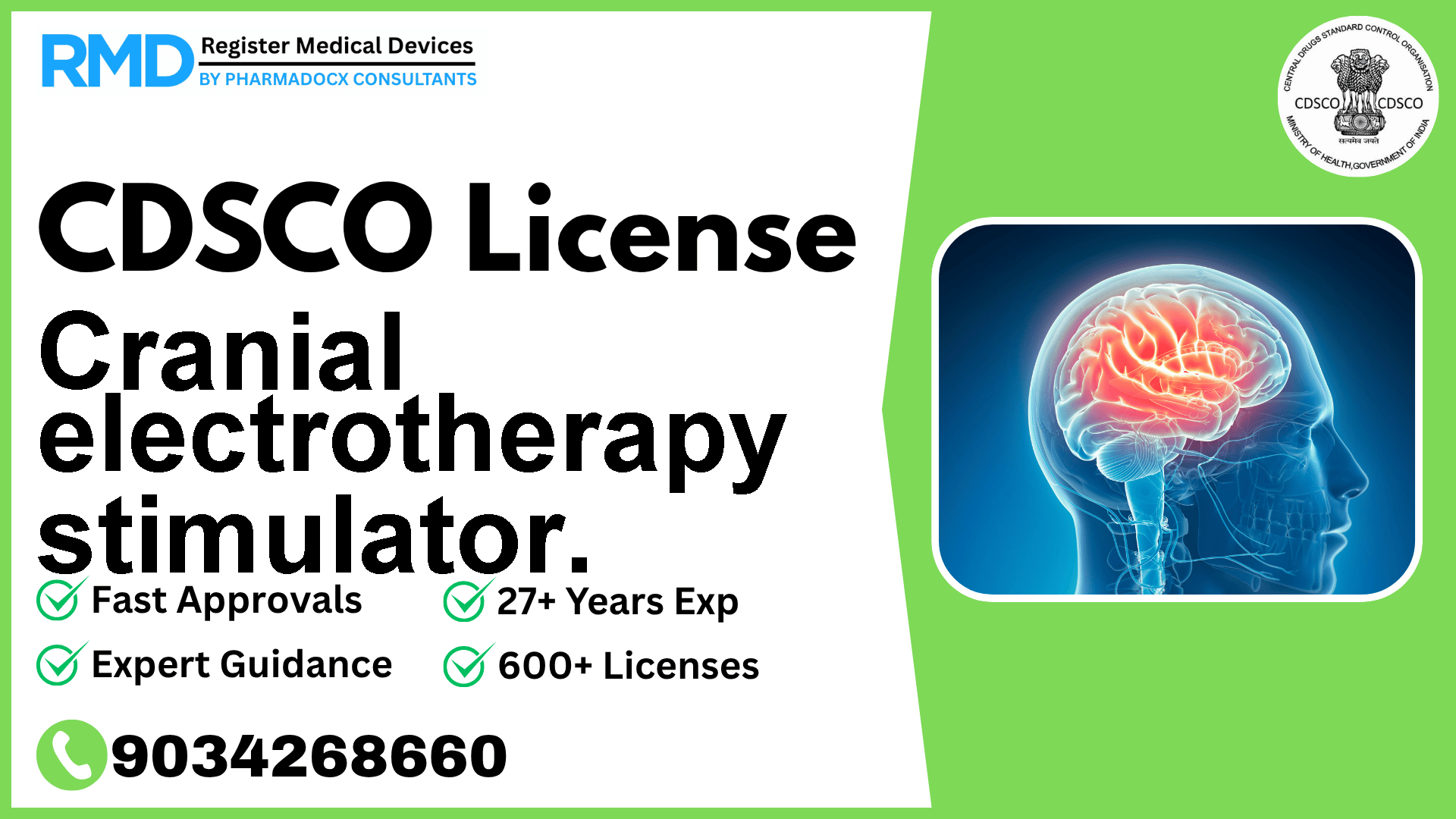CDSCO License for Cranial electrotherapy stimulator.