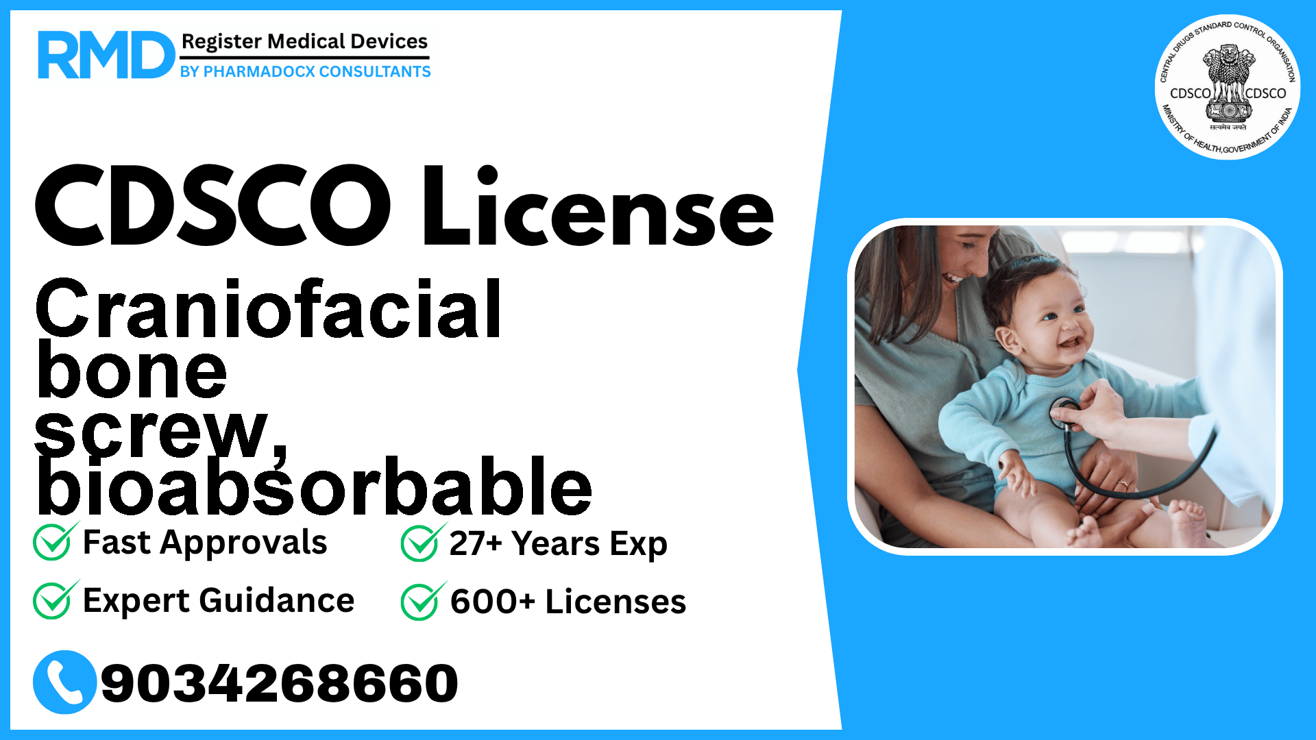 CDSCO License for Craniofacial bone screw, bioabsorbable