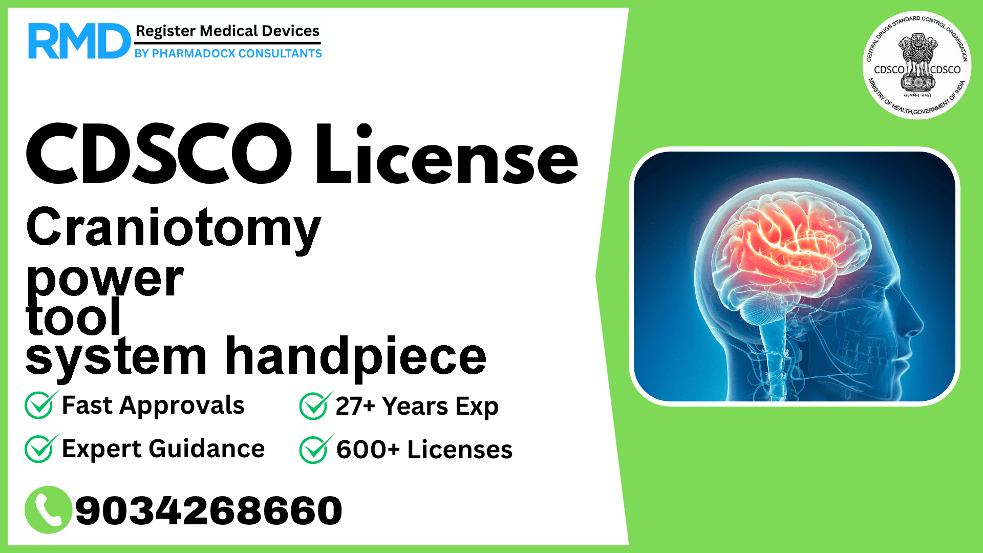 CDSCO License for Craniotomy power tool system handpiece