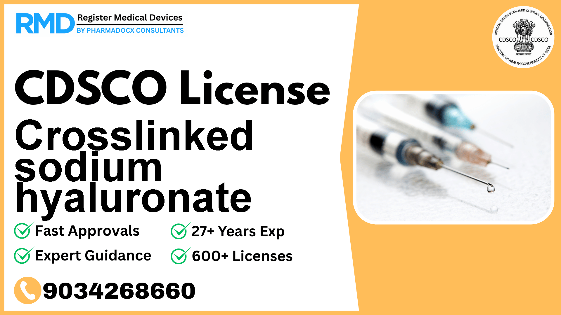 CDSCO License for Crosslinked sodium hyaluronate
