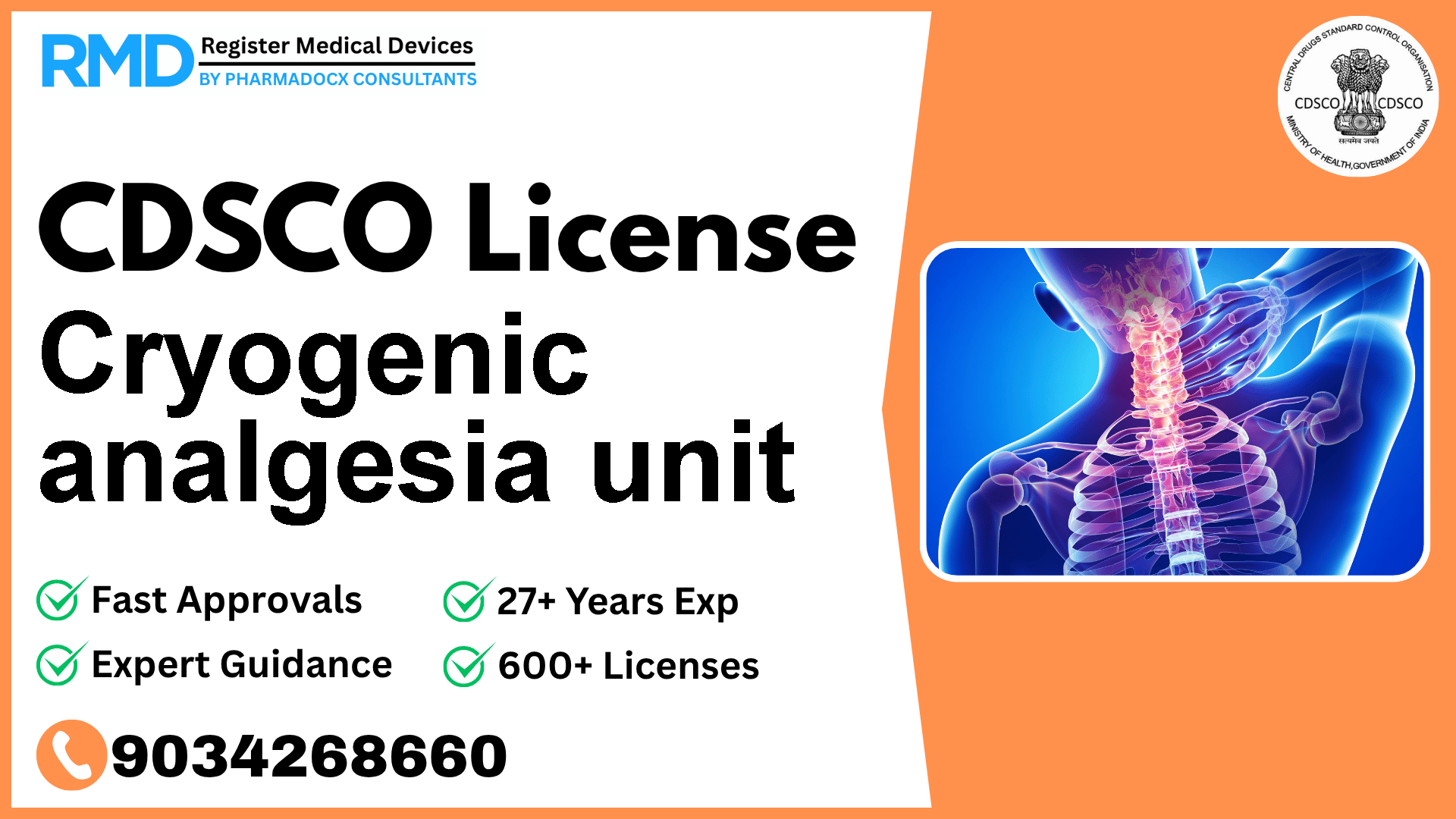 CDSCO License for Cryogenic analgesia unit